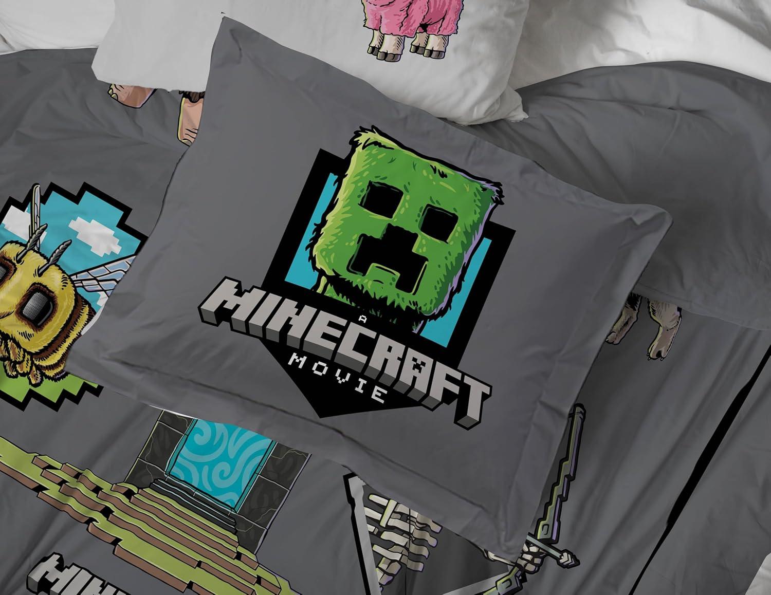 imageJay Franco Kids Comforter Set Includes Sheets and Pillow Covers Soft and Cozy Bed Set for Stylish Room Decor Beige Harry Potter 5 Piece Twin Size BeddingGrey Minecraft Movie