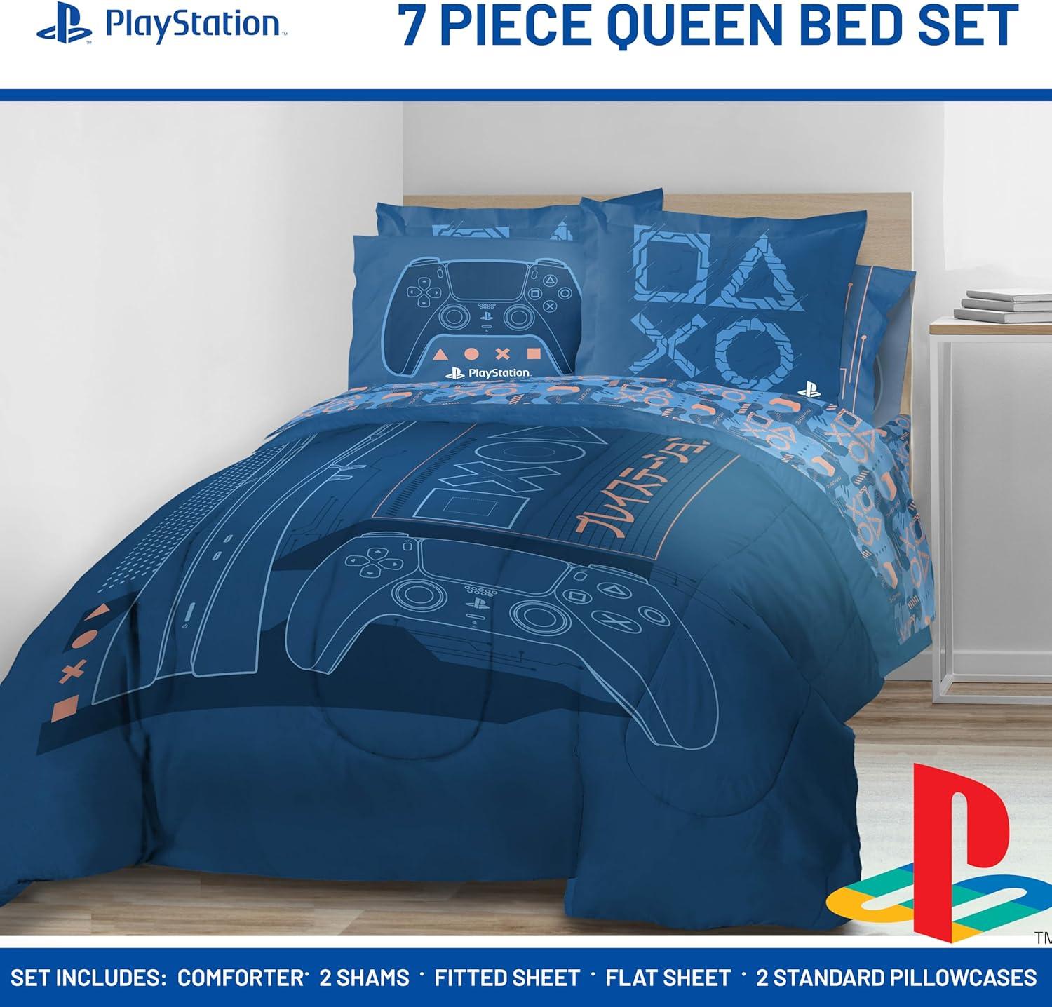 imageJay Franco Kids Comforter Set Includes Sheets and Pillow Covers Soft and Cozy Bed Set for Stylish Room Decor Beige Harry Potter 5 Piece Twin Size BeddingBlue Playstation