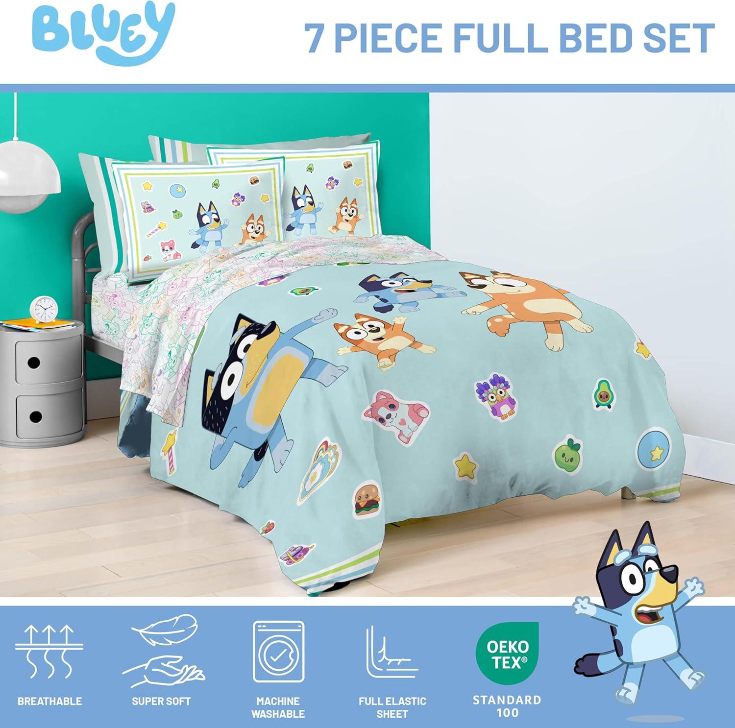 imageJay Franco Kids Comforter Set Includes Sheets and Pillow Covers Soft and Cozy Bed Set for Stylish Room Decor Beige Harry Potter 5 Piece Twin Size BeddingBlue Bluey