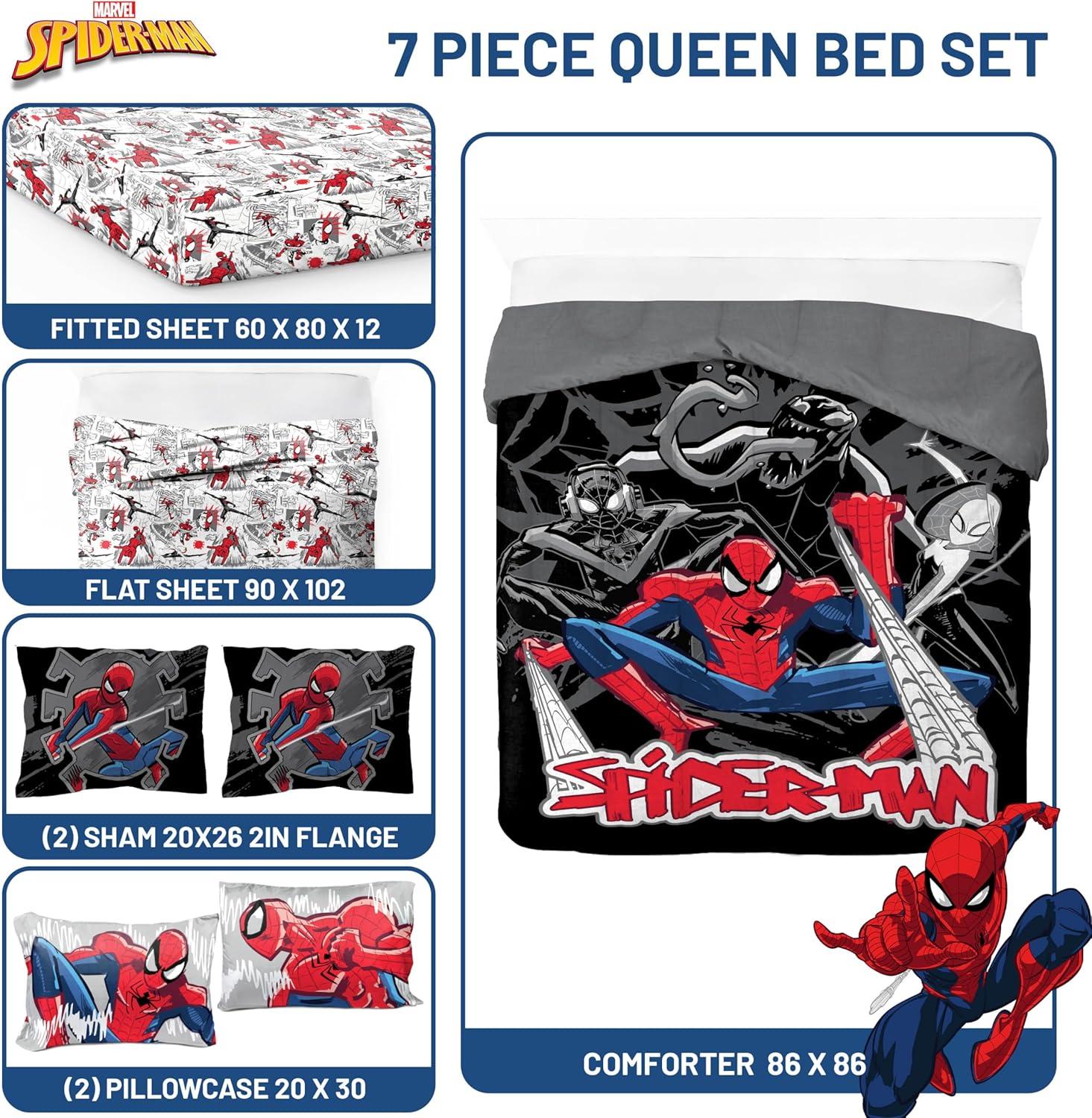 imageJay Franco Kids Comforter Set Includes Sheets and Pillow Covers Soft and Cozy Bed Set for Stylish Room Decor Beige Harry Potter 5 Piece Twin Size BeddingBlack Spiderman
