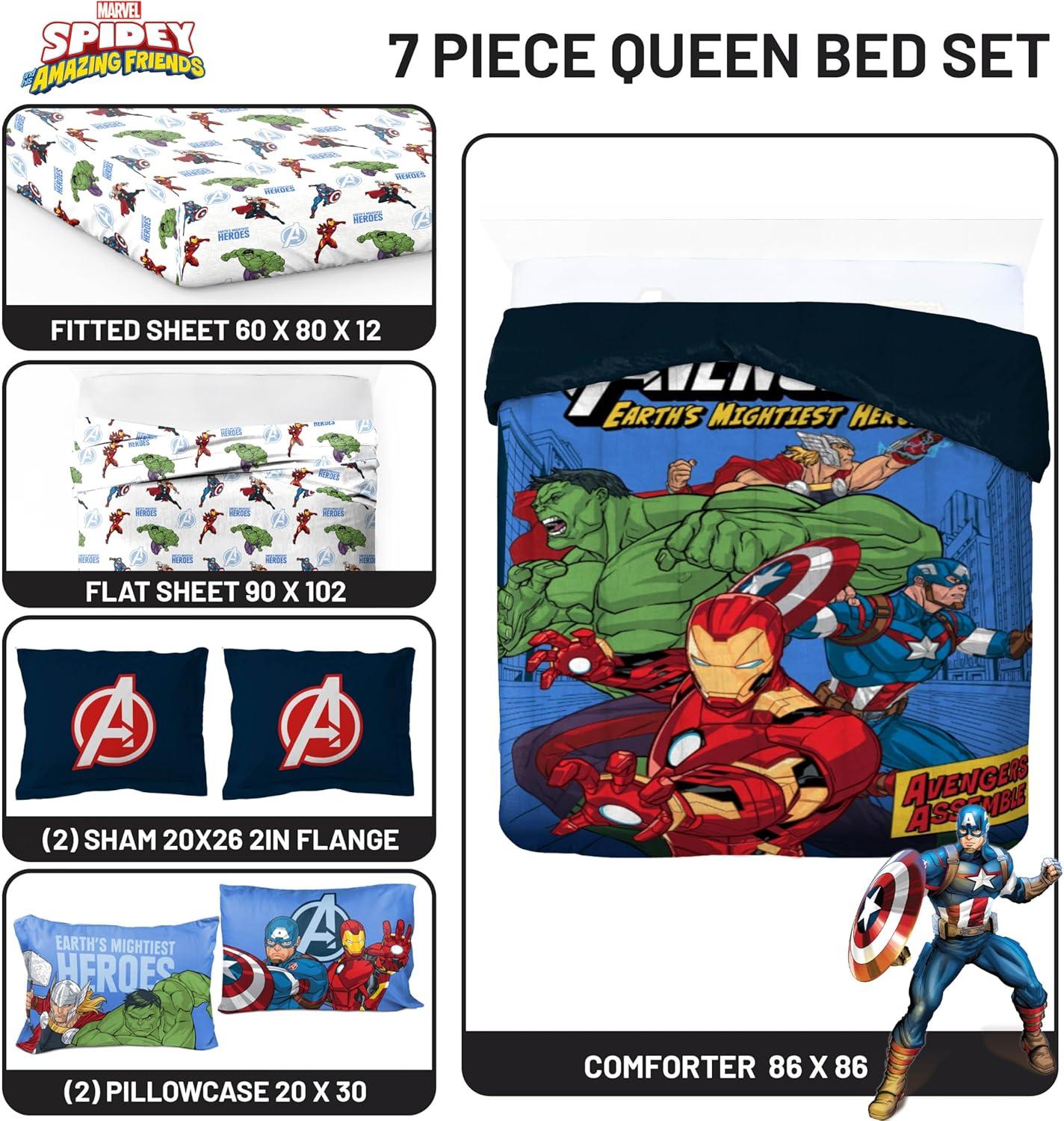 imageJay Franco Kids Comforter Set Includes Sheets and Pillow Covers Soft and Cozy Bed Set for Stylish Room Decor Beige Harry Potter 5 Piece Twin Size BeddingBlue Avengers