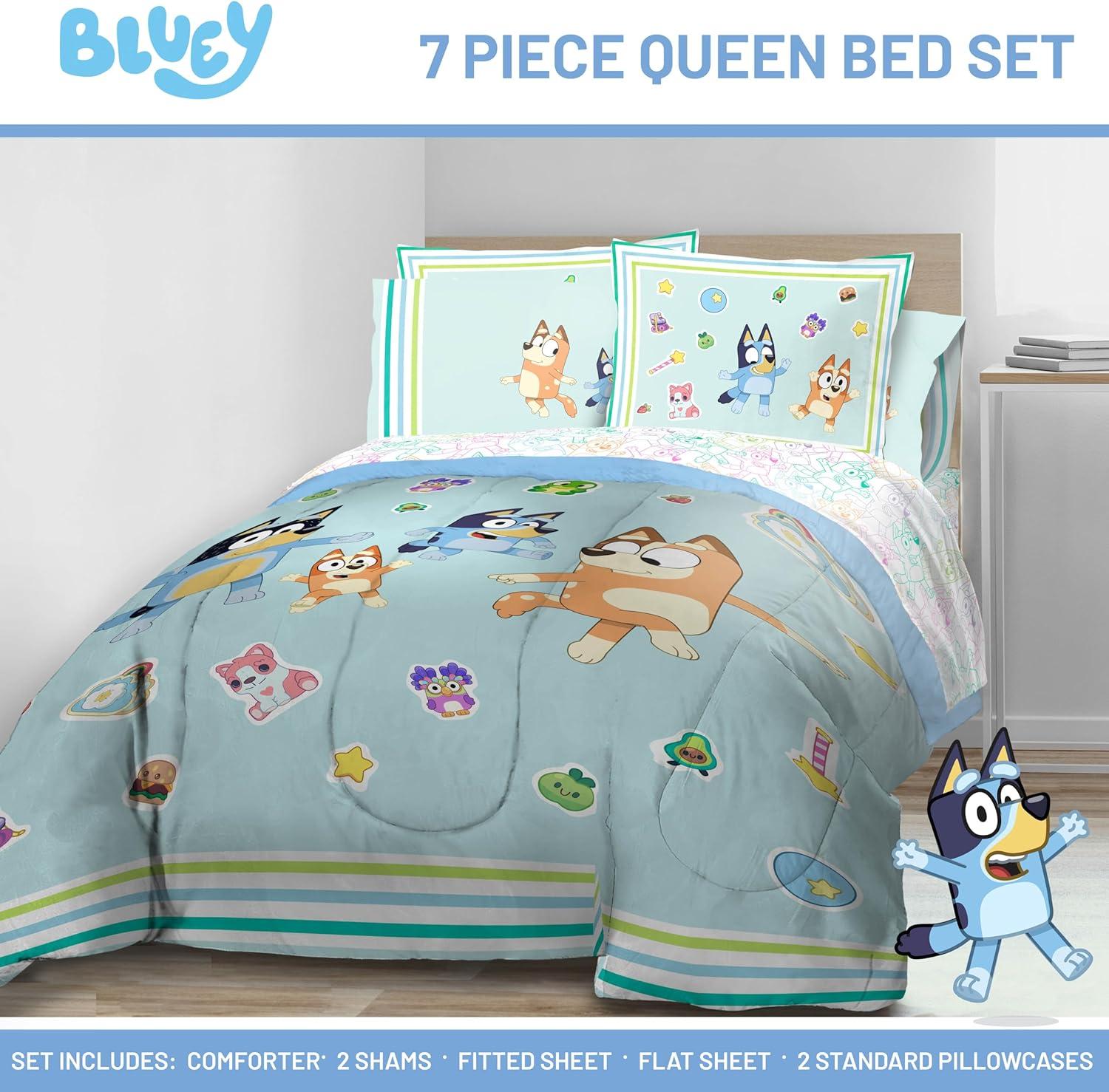 imageJay Franco Kids Comforter Set Includes Sheets and Pillow Covers Soft and Cozy Bed Set for Stylish Room Decor Beige Harry Potter 5 Piece Twin Size BeddingBlue Bluey