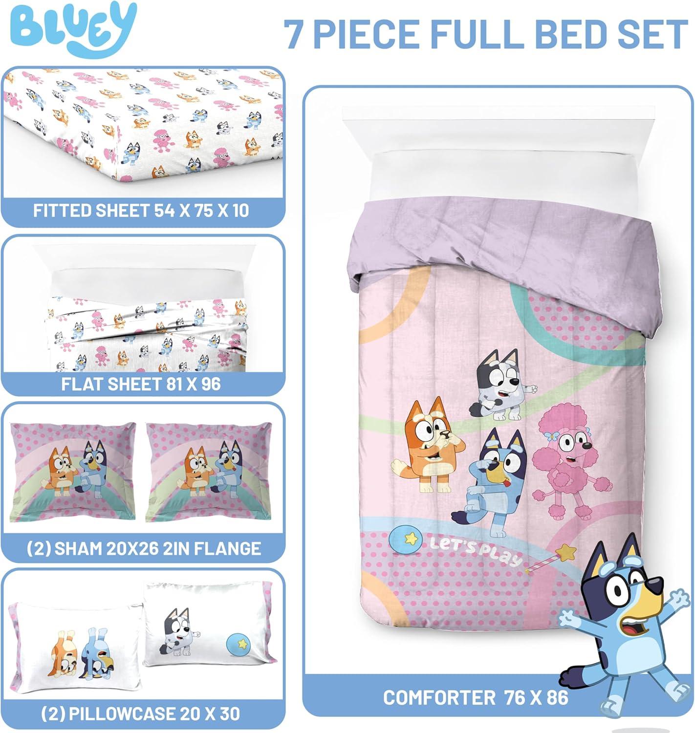 imageJay Franco Kids Comforter Set Includes Sheets and Pillow Covers Soft and Cozy Bed Set for Stylish Room Decor Beige Harry Potter 5 Piece Twin Size BeddingPink Bluey