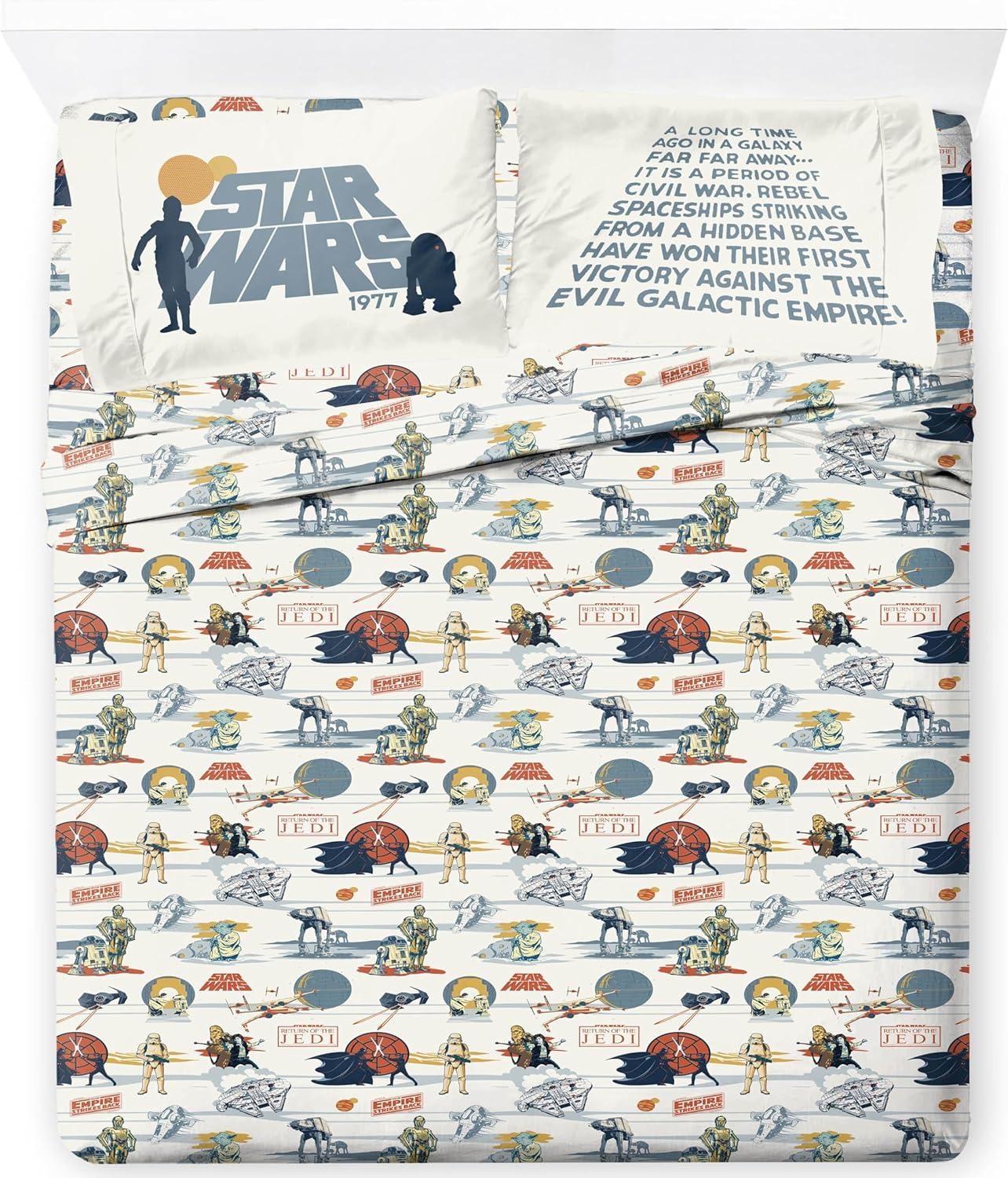 imageJay Franco Kids Comforter Set Includes Sheets and Pillow Covers Soft and Cozy Bed Set for Stylish Room Decor Beige Harry Potter 5 Piece Twin Size BeddingBlue Star Wars 01