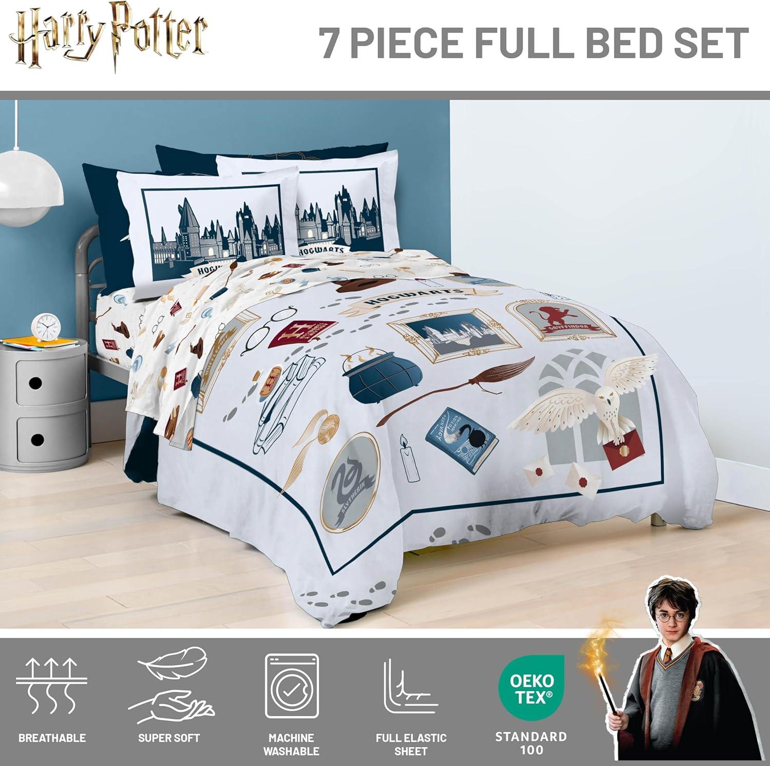 imageJay Franco Kids Comforter Set Includes Sheets and Pillow Covers Soft and Cozy Bed Set for Stylish Room Decor Beige Harry Potter 5 Piece Twin Size BeddingDark Grey Harry Potter