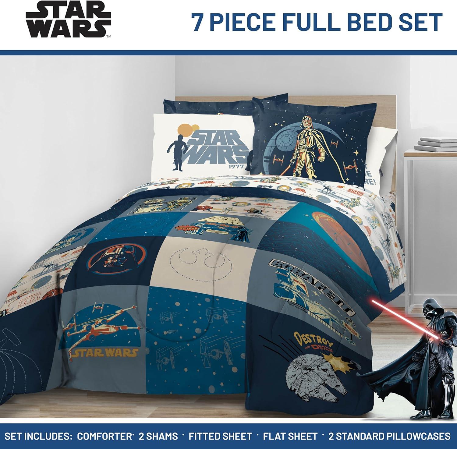 imageJay Franco Kids Comforter Set Includes Sheets and Pillow Covers Soft and Cozy Bed Set for Stylish Room Decor Beige Harry Potter 5 Piece Twin Size BeddingBlue Star Wars 01