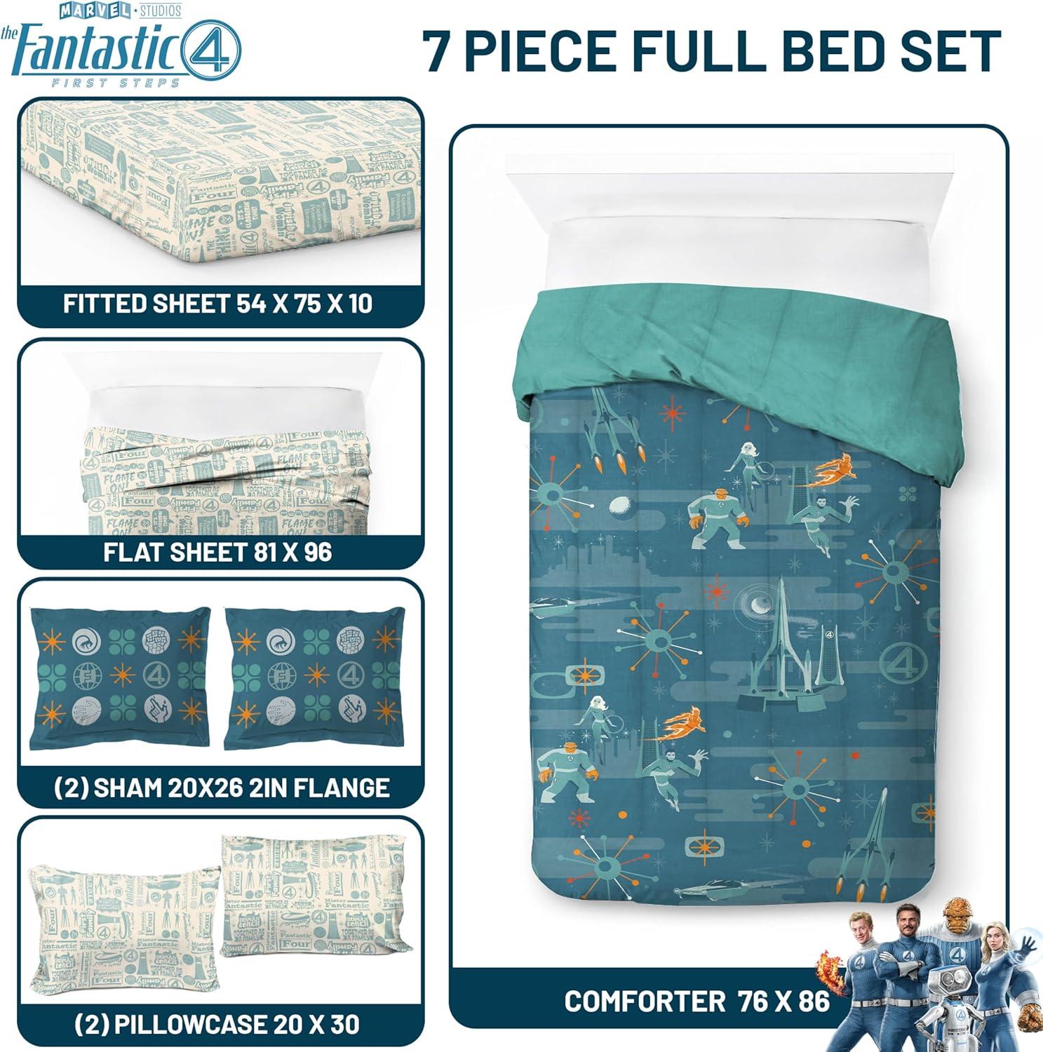 imageJay Franco Kids Comforter Set Includes Sheets and Pillow Covers Soft and Cozy Bed Set for Stylish Room Decor Beige Harry Potter 5 Piece Twin Size BeddingBlue Fantastic Four