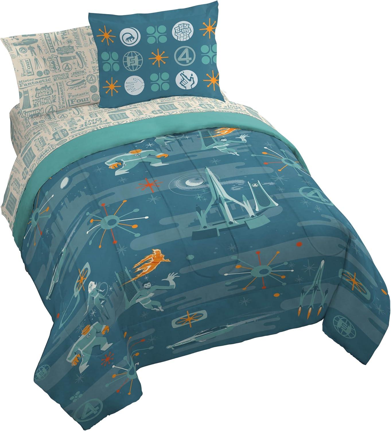 imageJay Franco Kids Comforter Set Includes Sheets and Pillow Covers Soft and Cozy Bed Set for Stylish Room Decor Beige Harry Potter 5 Piece Twin Size BeddingBlue Fantastic Four