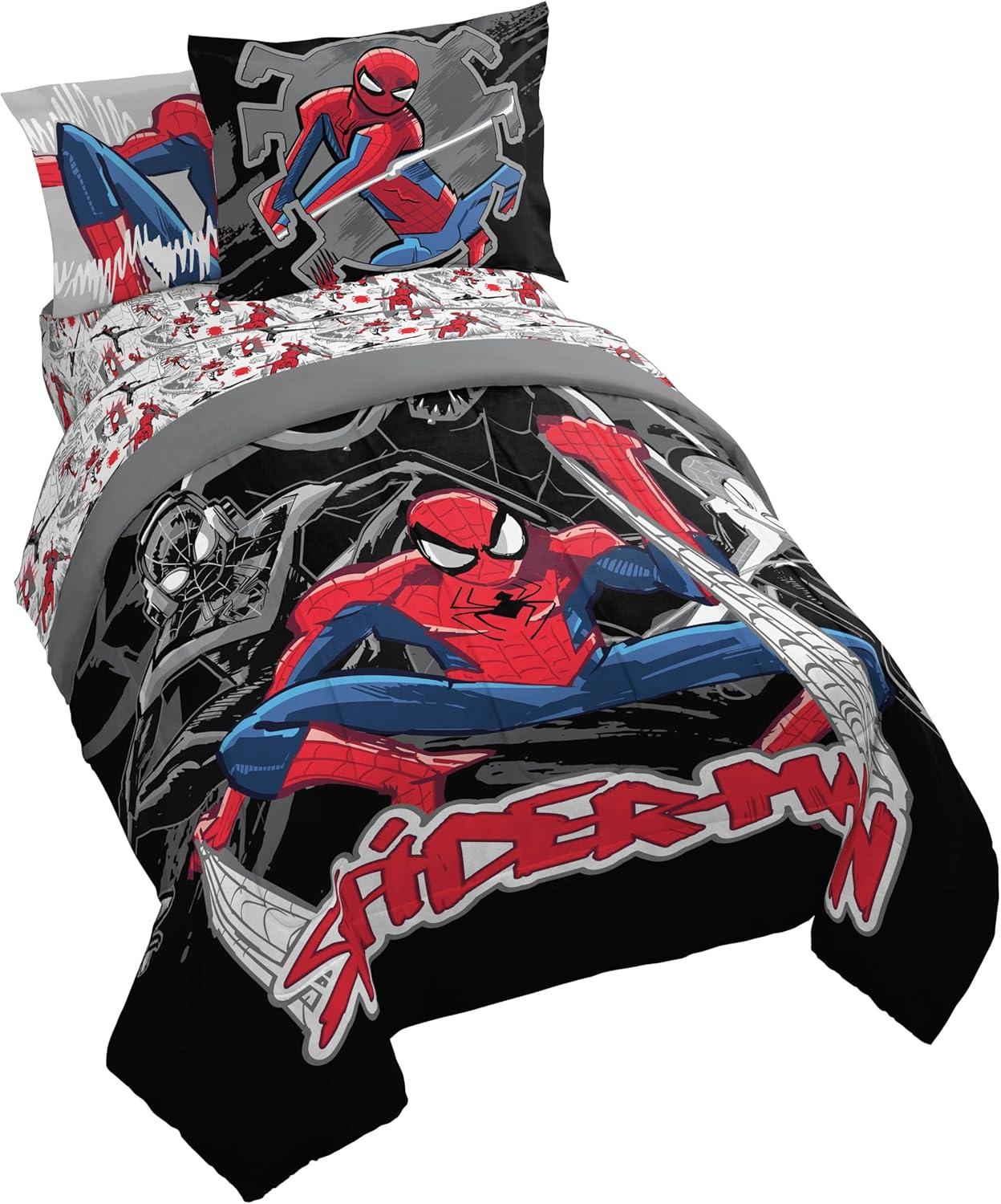 imageJay Franco Kids Comforter Set Includes Sheets and Pillow Covers Soft and Cozy Bed Set for Stylish Room Decor Beige Harry Potter 5 Piece Twin Size BeddingBlack Spiderman
