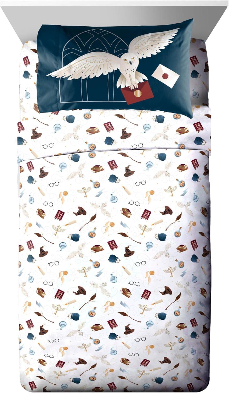 imageJay Franco Kids Comforter Set Includes Sheets and Pillow Covers Soft and Cozy Bed Set for Stylish Room Decor Beige Harry Potter 5 Piece Twin Size BeddingDark Grey Harry Potter