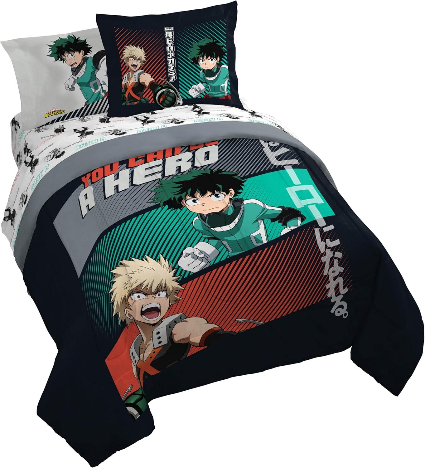 imageJay Franco Kids Comforter Set Includes Sheets and Pillow Covers Soft and Cozy Bed Set for Stylish Room Decor Beige Harry Potter 5 Piece Twin Size BeddingBlack My Hero Academia