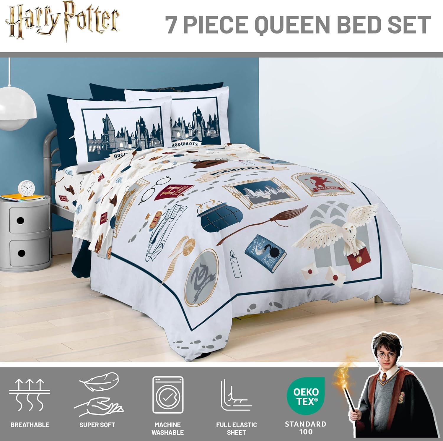 imageJay Franco Kids Comforter Set Includes Sheets and Pillow Covers Soft and Cozy Bed Set for Stylish Room Decor Beige Harry Potter 5 Piece Twin Size BeddingDark Grey Harry Potter