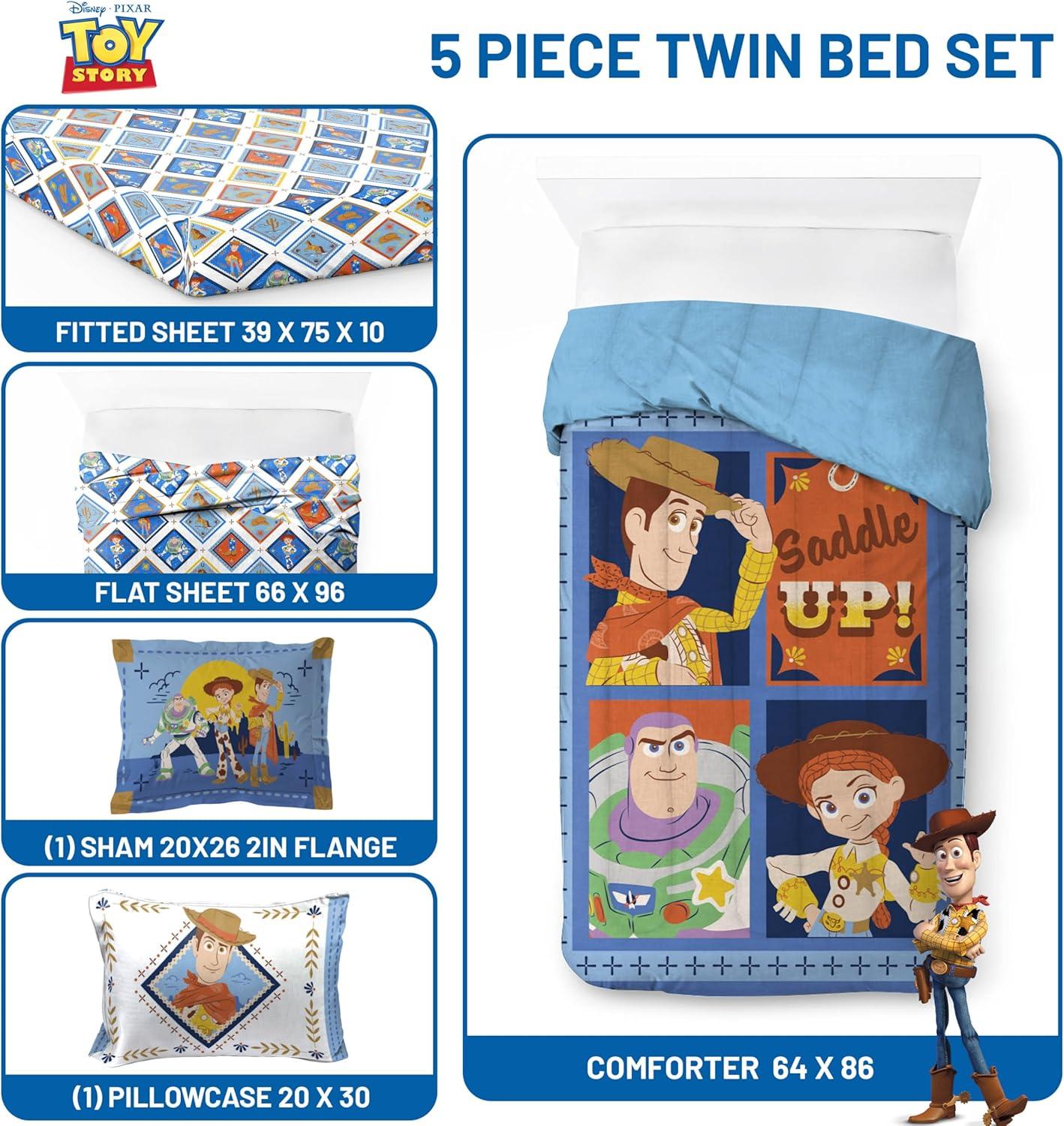 imageJay Franco Kids Comforter Set Includes Sheets and Pillow Covers Soft and Cozy Bed Set for Stylish Room Decor Beige Harry Potter 5 Piece Twin Size BeddingBlue Toy Story