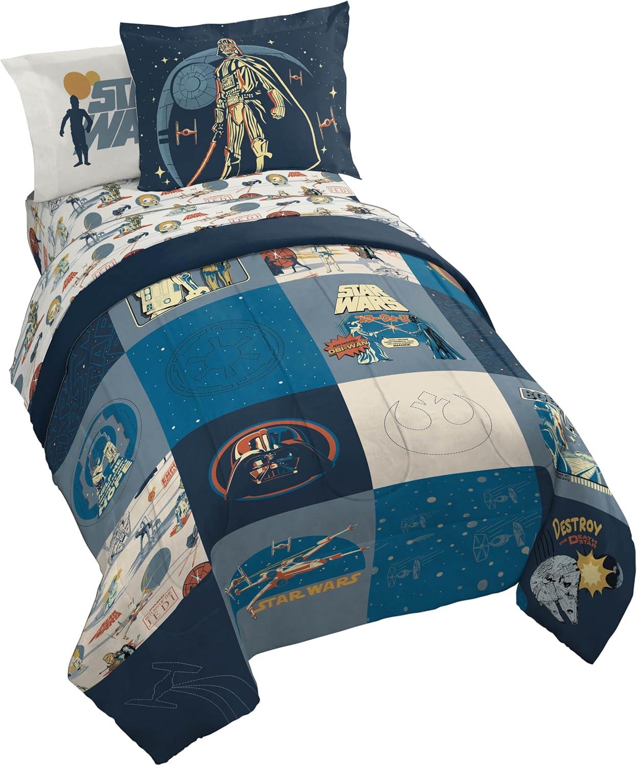 imageJay Franco Kids Comforter Set Includes Sheets and Pillow Covers Soft and Cozy Bed Set for Stylish Room Decor Beige Harry Potter 5 Piece Twin Size BeddingBlue Star Wars 01