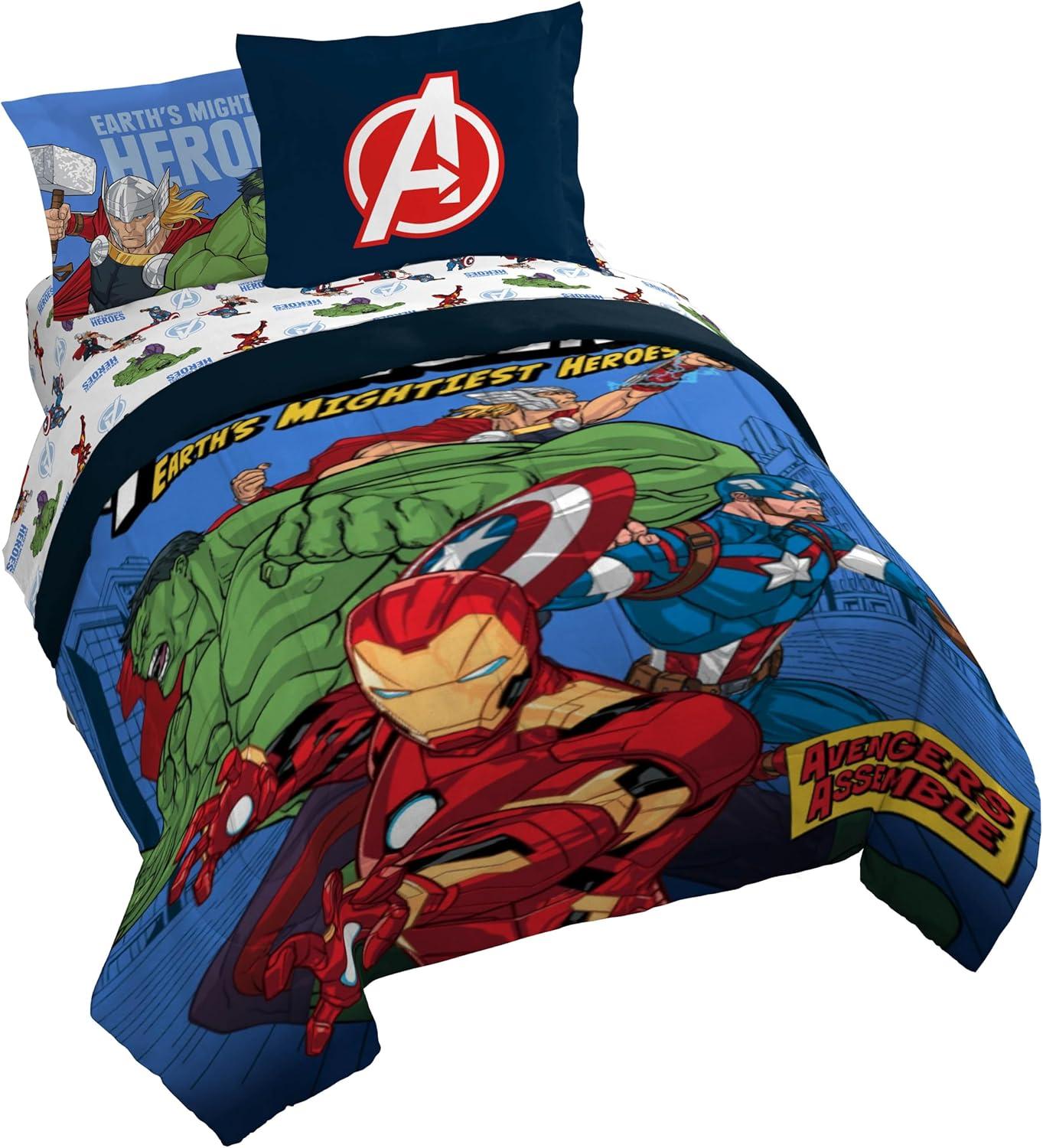 imageJay Franco Kids Comforter Set Includes Sheets and Pillow Covers Soft and Cozy Bed Set for Stylish Room Decor Beige Harry Potter 5 Piece Twin Size BeddingBlue Avengers