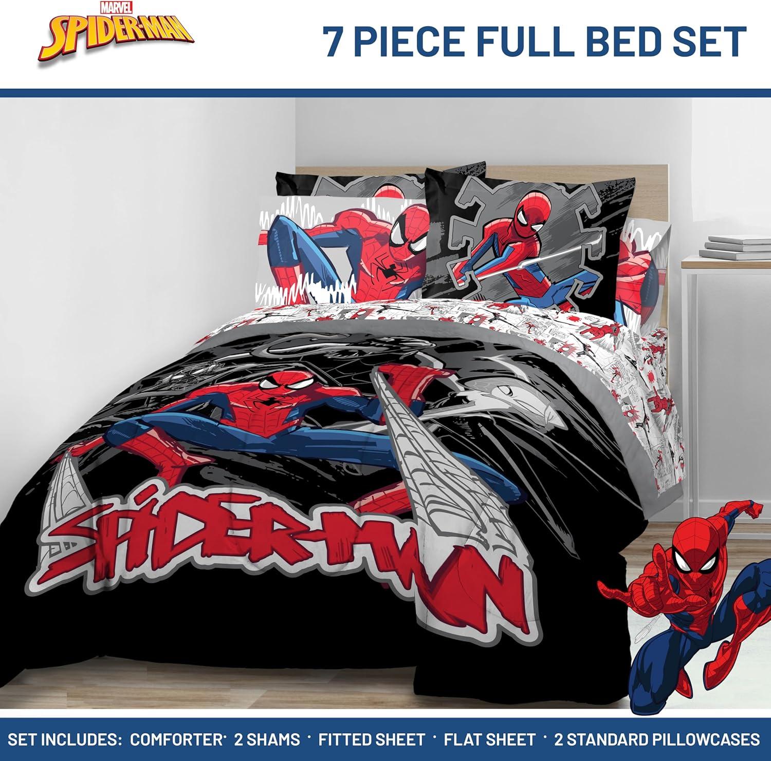 imageJay Franco Kids Comforter Set Includes Sheets and Pillow Covers Soft and Cozy Bed Set for Stylish Room Decor Beige Harry Potter 5 Piece Twin Size BeddingBlack Spiderman