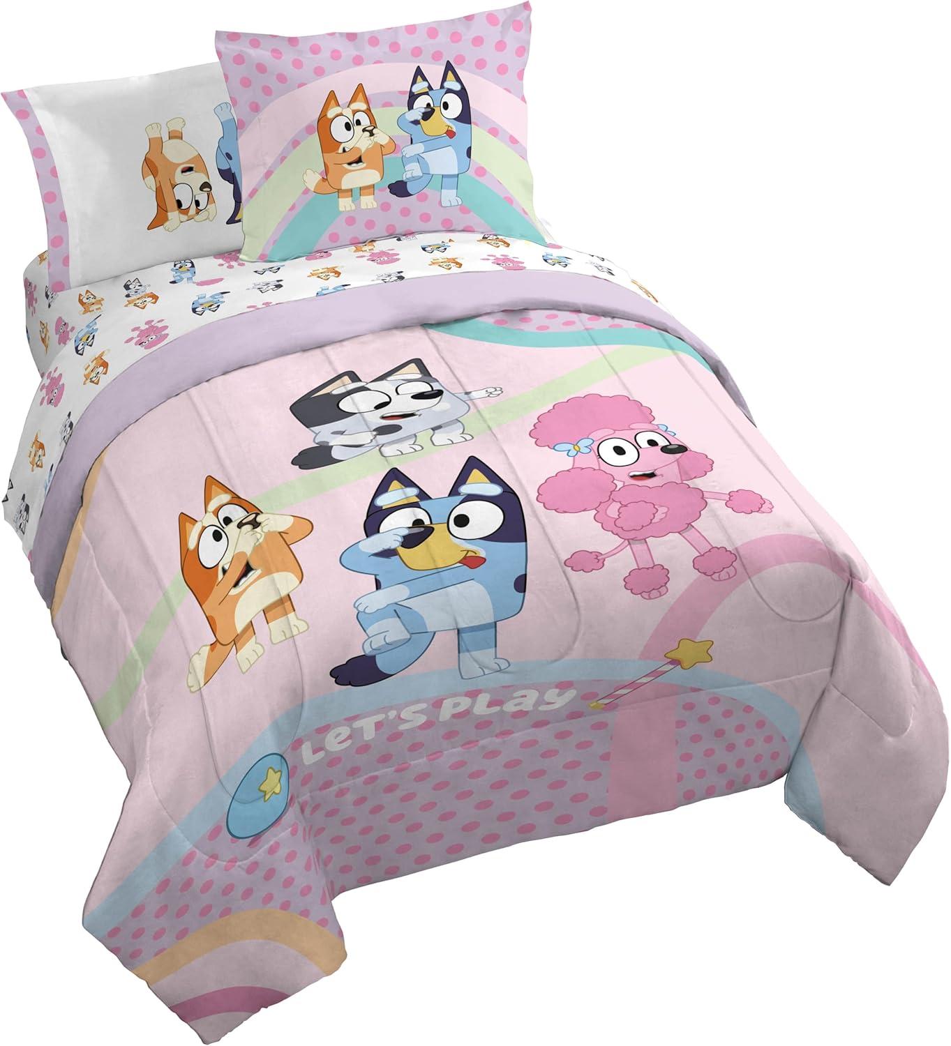 imageJay Franco Kids Comforter Set Includes Sheets and Pillow Covers Soft and Cozy Bed Set for Stylish Room Decor Beige Harry Potter 5 Piece Twin Size BeddingPink Bluey