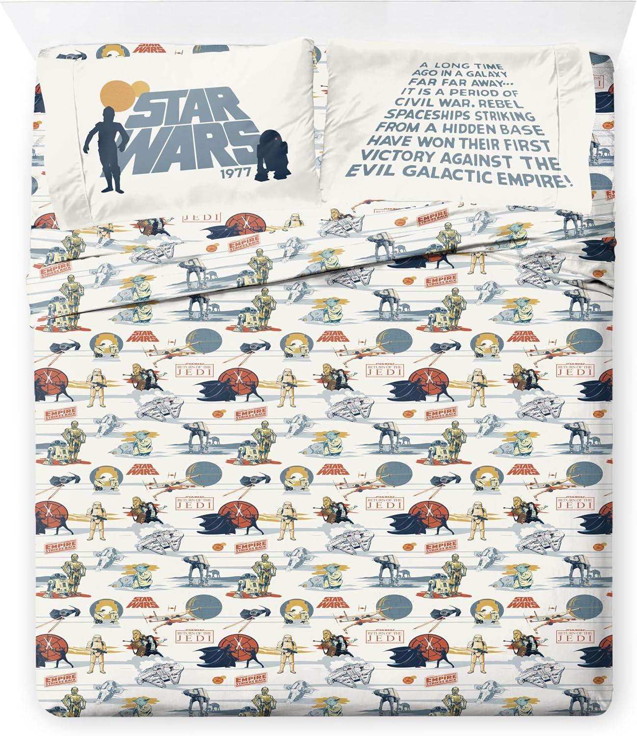 imageJay Franco Kids Comforter Set Includes Sheets and Pillow Covers Soft and Cozy Bed Set for Stylish Room Decor Beige Harry Potter 5 Piece Twin Size BeddingBlue Star Wars 01