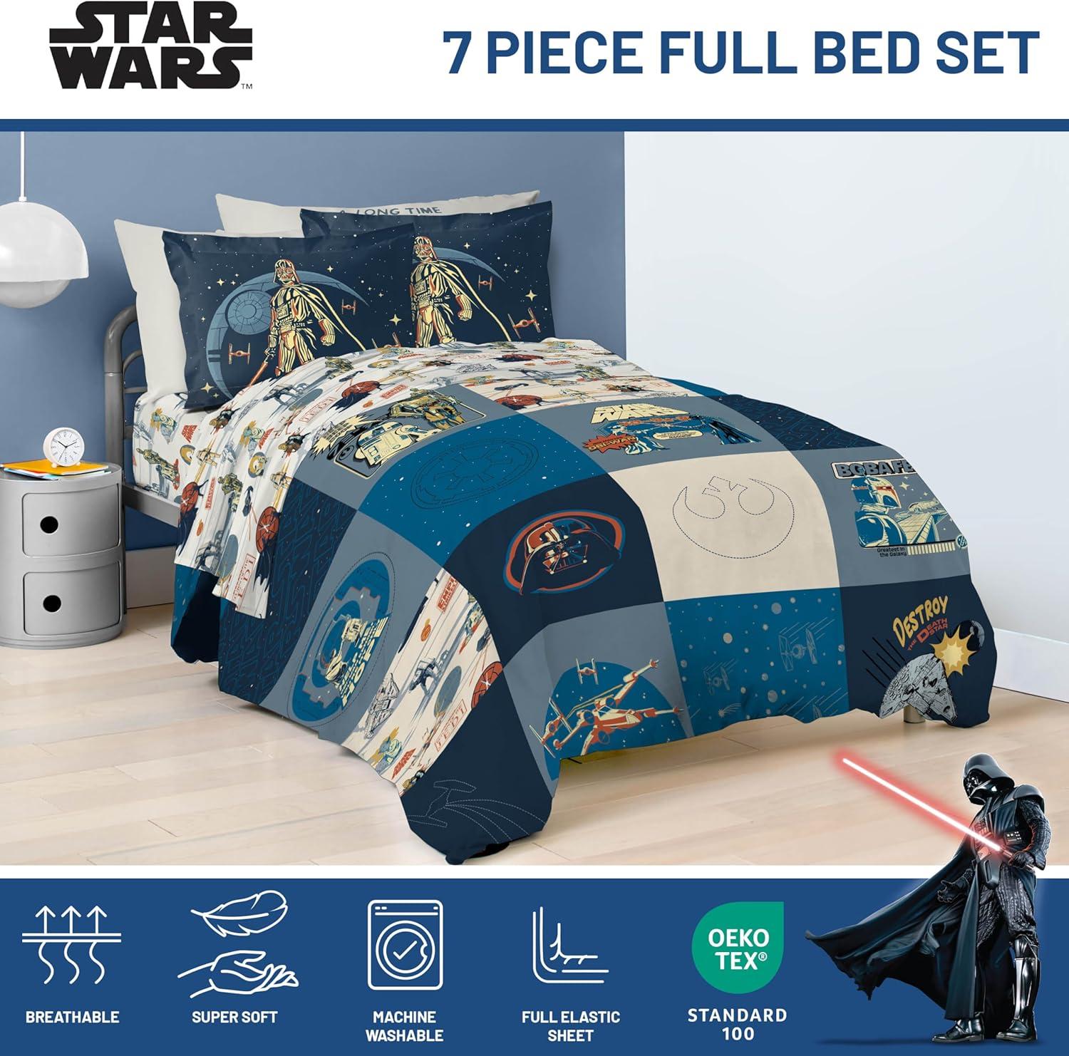 imageJay Franco Kids Comforter Set Includes Sheets and Pillow Covers Soft and Cozy Bed Set for Stylish Room Decor Beige Harry Potter 5 Piece Twin Size BeddingBlue Star Wars 01