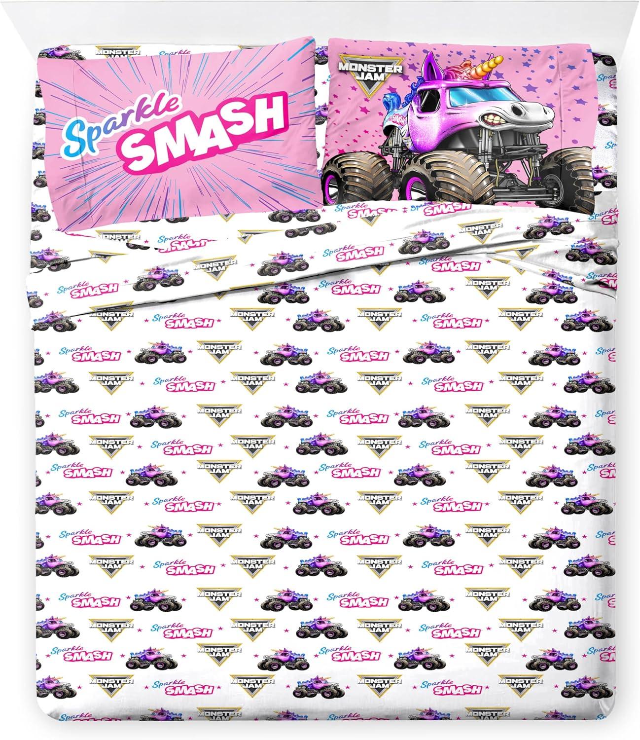 imageJay Franco Kids Comforter Set Includes Sheets and Pillow Covers Soft and Cozy Bed Set for Stylish Room Decor Beige Harry Potter 5 Piece Twin Size BeddingPink Monster Jam