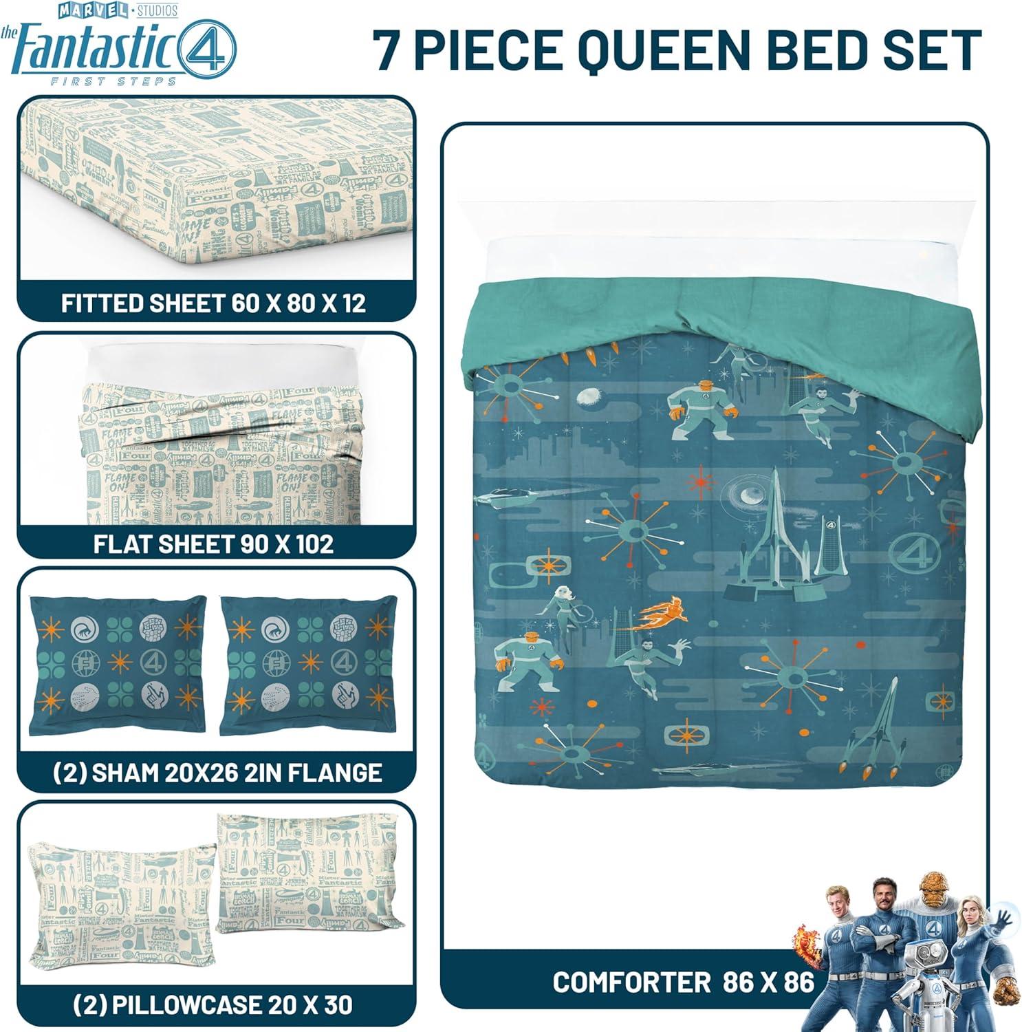 imageJay Franco Kids Comforter Set Includes Sheets and Pillow Covers Soft and Cozy Bed Set for Stylish Room Decor Beige Harry Potter 5 Piece Twin Size BeddingBlue Fantastic Four