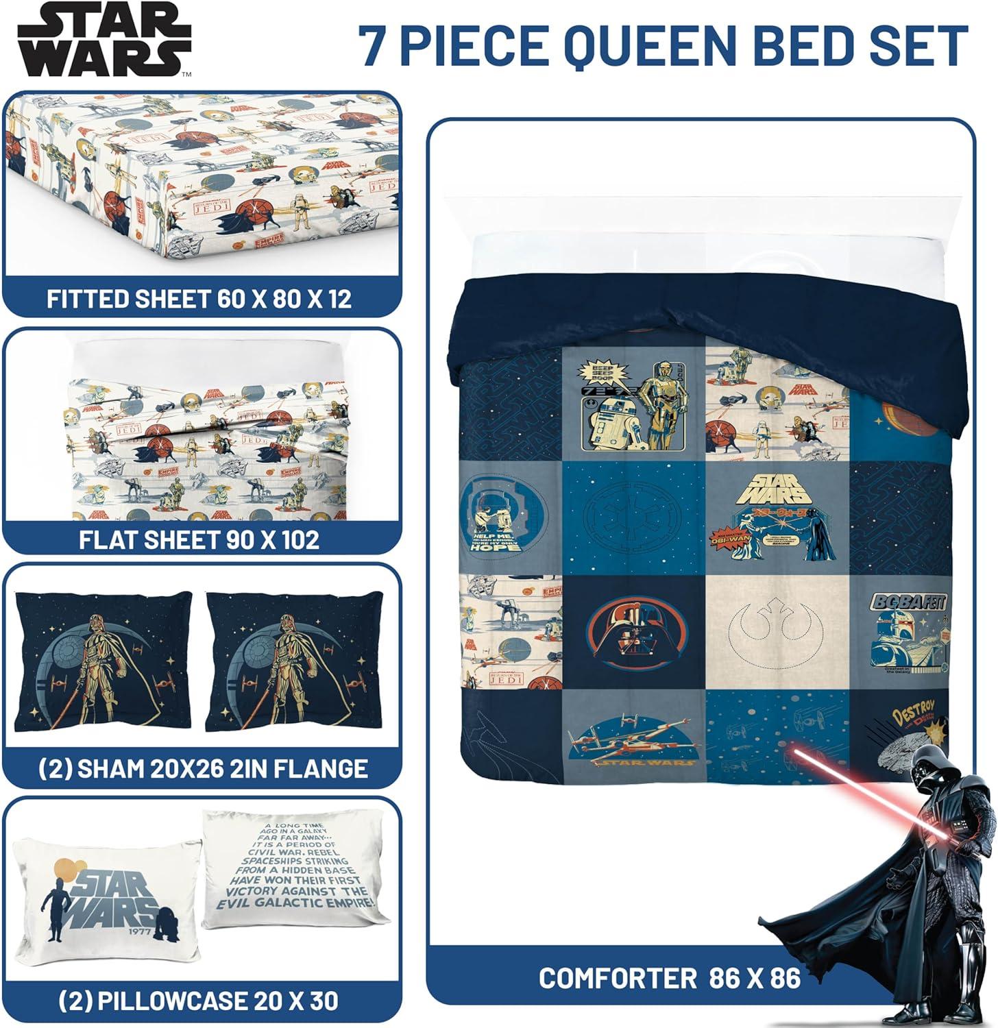 imageJay Franco Kids Comforter Set Includes Sheets and Pillow Covers Soft and Cozy Bed Set for Stylish Room Decor Beige Harry Potter 5 Piece Twin Size BeddingBlue Star Wars 01