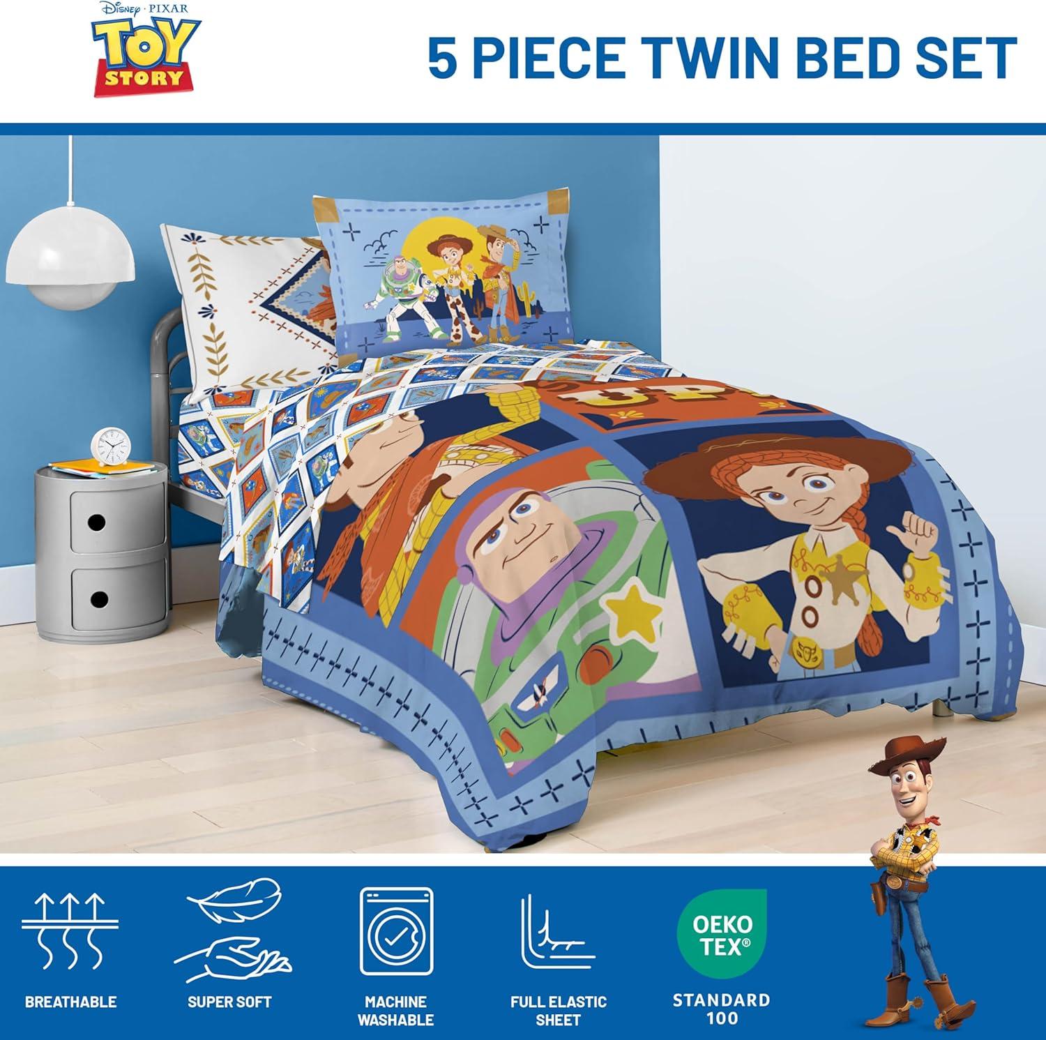 imageJay Franco Kids Comforter Set Includes Sheets and Pillow Covers Soft and Cozy Bed Set for Stylish Room Decor Beige Harry Potter 5 Piece Twin Size BeddingBlue Toy Story