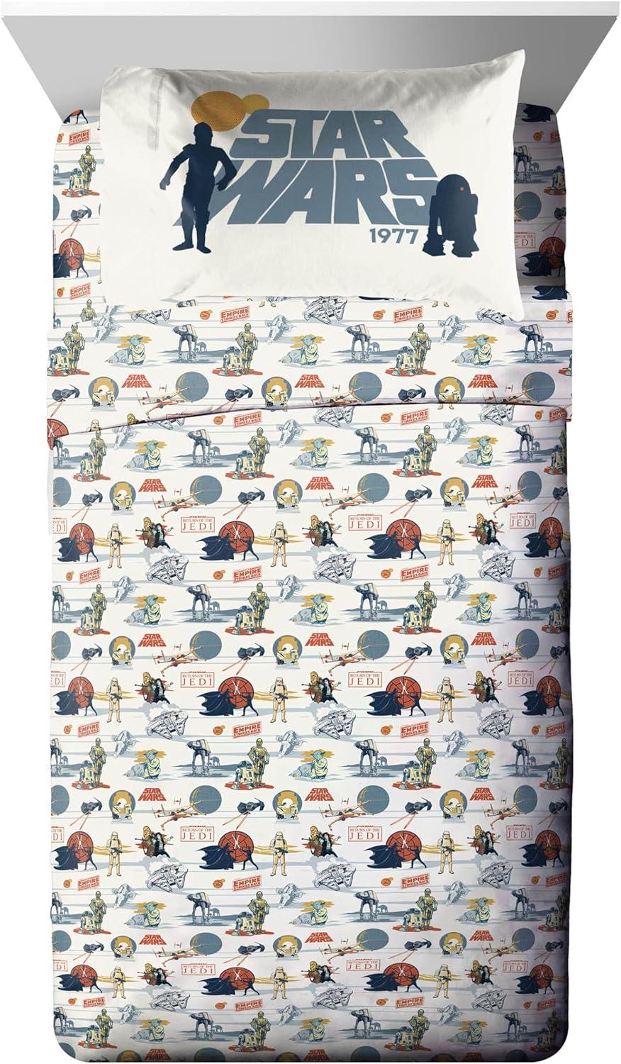 imageJay Franco Kids Comforter Set Includes Sheets and Pillow Covers Soft and Cozy Bed Set for Stylish Room Decor Beige Harry Potter 5 Piece Twin Size BeddingBlue Star Wars 01