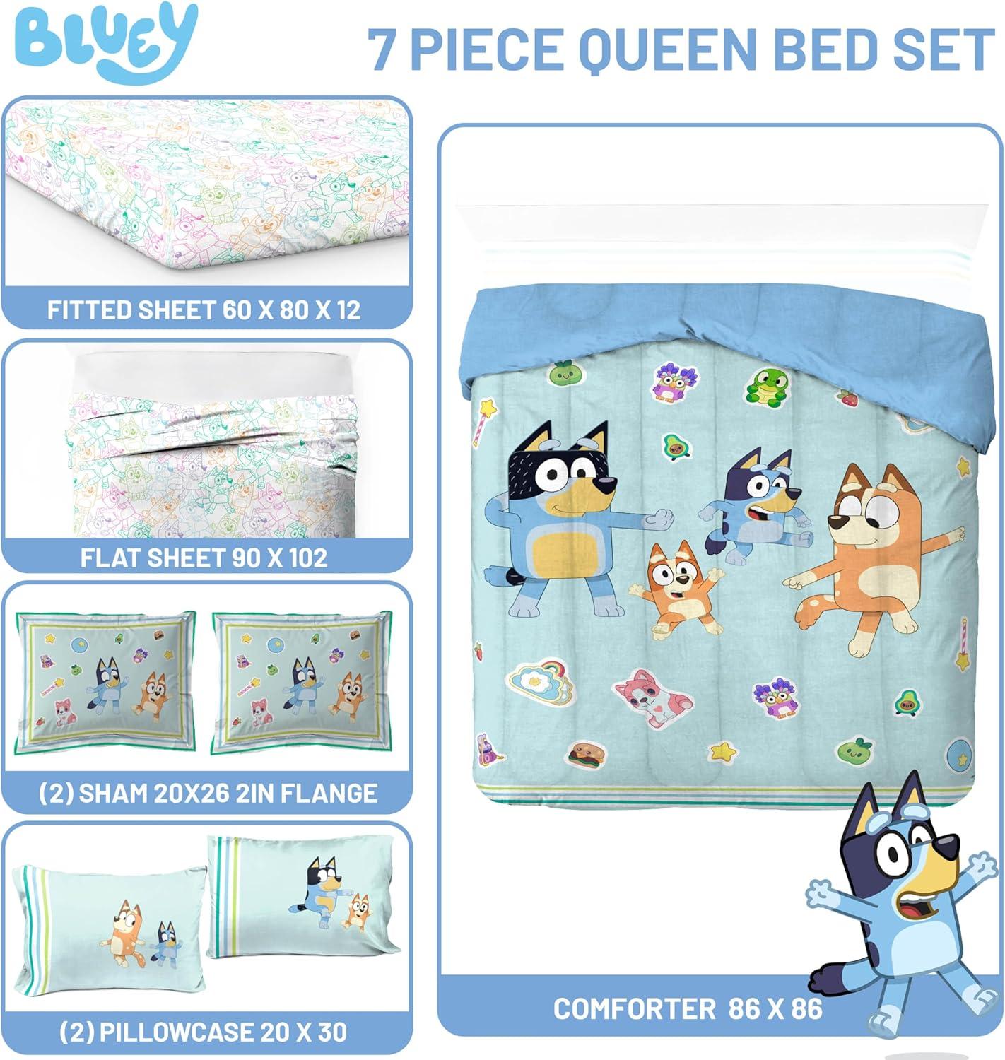 imageJay Franco Kids Comforter Set Includes Sheets and Pillow Covers Soft and Cozy Bed Set for Stylish Room Decor Beige Harry Potter 5 Piece Twin Size BeddingBlue Bluey