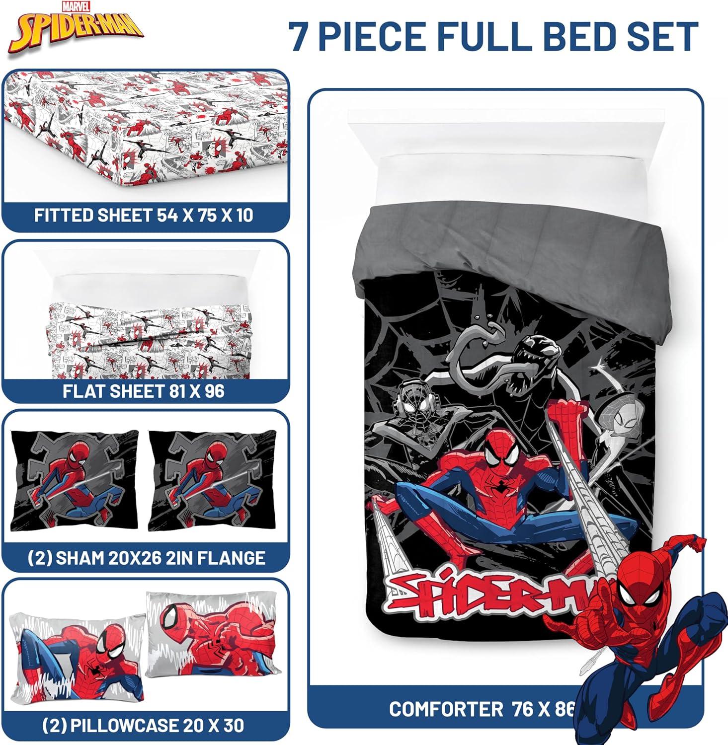imageJay Franco Kids Comforter Set Includes Sheets and Pillow Covers Soft and Cozy Bed Set for Stylish Room Decor Beige Harry Potter 5 Piece Twin Size BeddingBlack Spiderman