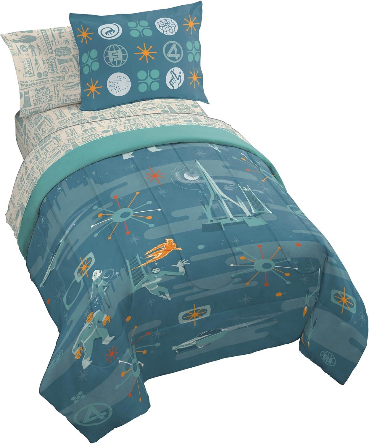 imageJay Franco Kids Comforter Set Includes Sheets and Pillow Covers Soft and Cozy Bed Set for Stylish Room Decor Beige Harry Potter 5 Piece Twin Size BeddingBlue Fantastic Four