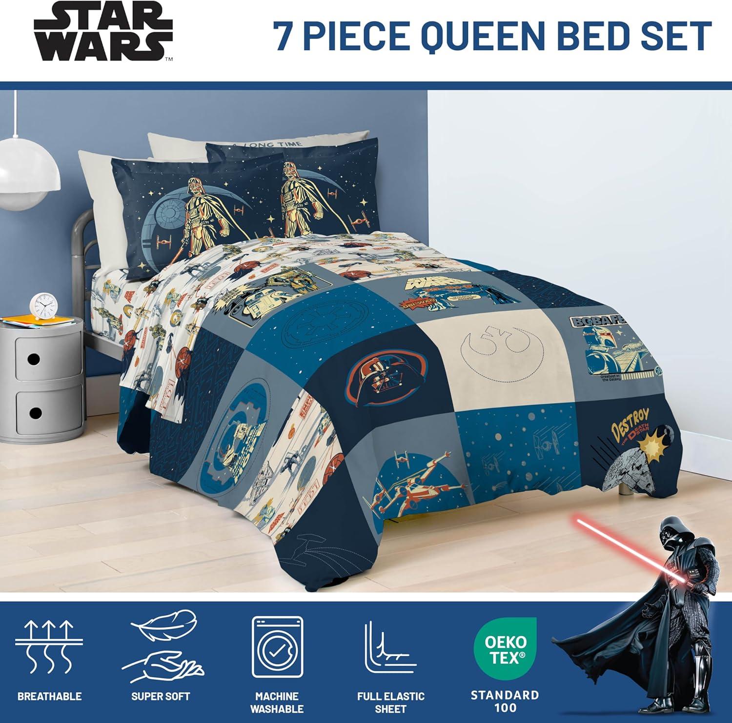 imageJay Franco Kids Comforter Set Includes Sheets and Pillow Covers Soft and Cozy Bed Set for Stylish Room Decor Beige Harry Potter 5 Piece Twin Size BeddingBlue Star Wars 01