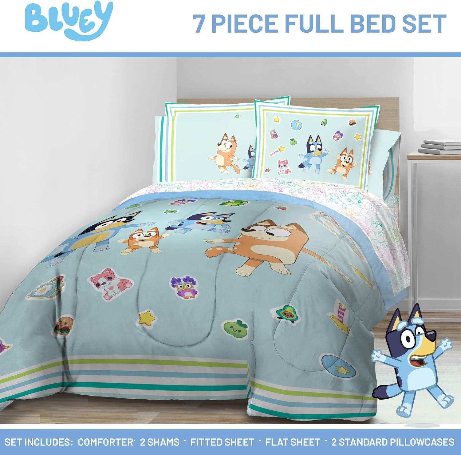 imageJay Franco Kids Comforter Set Includes Sheets and Pillow Covers Soft and Cozy Bed Set for Stylish Room Decor Beige Harry Potter 5 Piece Twin Size BeddingBlue Bluey