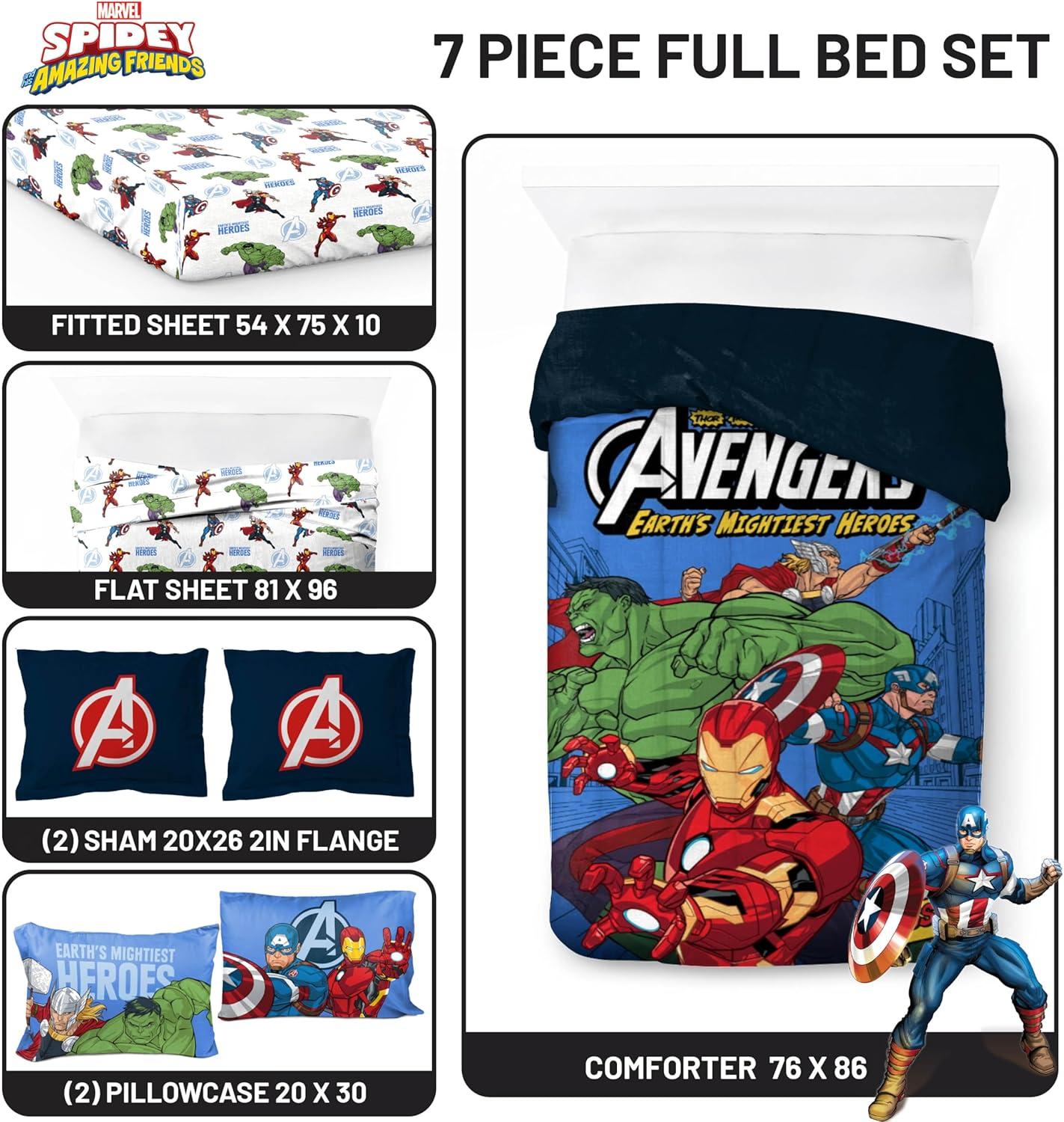 imageJay Franco Kids Comforter Set Includes Sheets and Pillow Covers Soft and Cozy Bed Set for Stylish Room Decor Beige Harry Potter 5 Piece Twin Size BeddingBlue Avengers