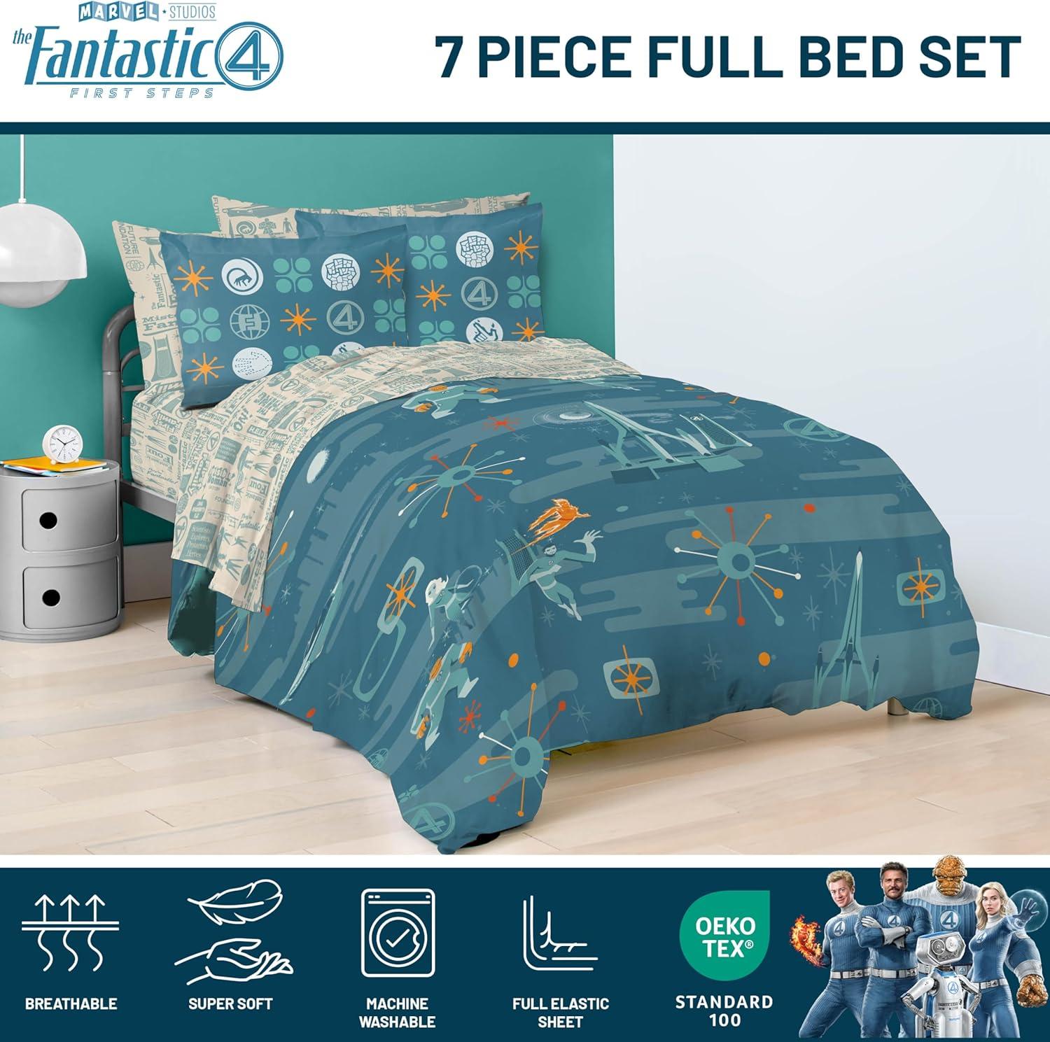 imageJay Franco Kids Comforter Set Includes Sheets and Pillow Covers Soft and Cozy Bed Set for Stylish Room Decor Beige Harry Potter 5 Piece Twin Size BeddingBlue Fantastic Four