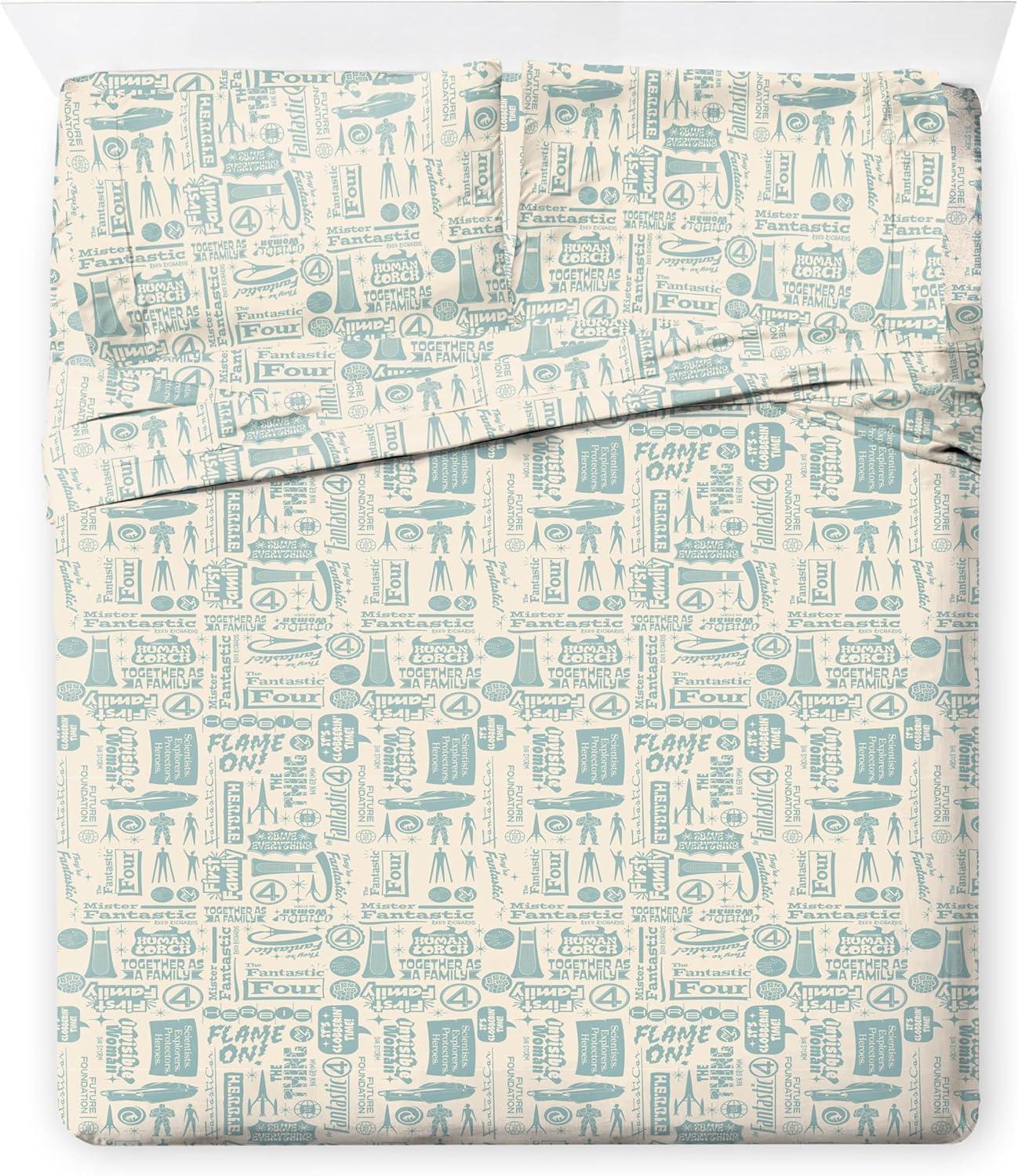 imageJay Franco Kids Comforter Set Includes Sheets and Pillow Covers Soft and Cozy Bed Set for Stylish Room Decor Beige Harry Potter 5 Piece Twin Size BeddingBlue Fantastic Four