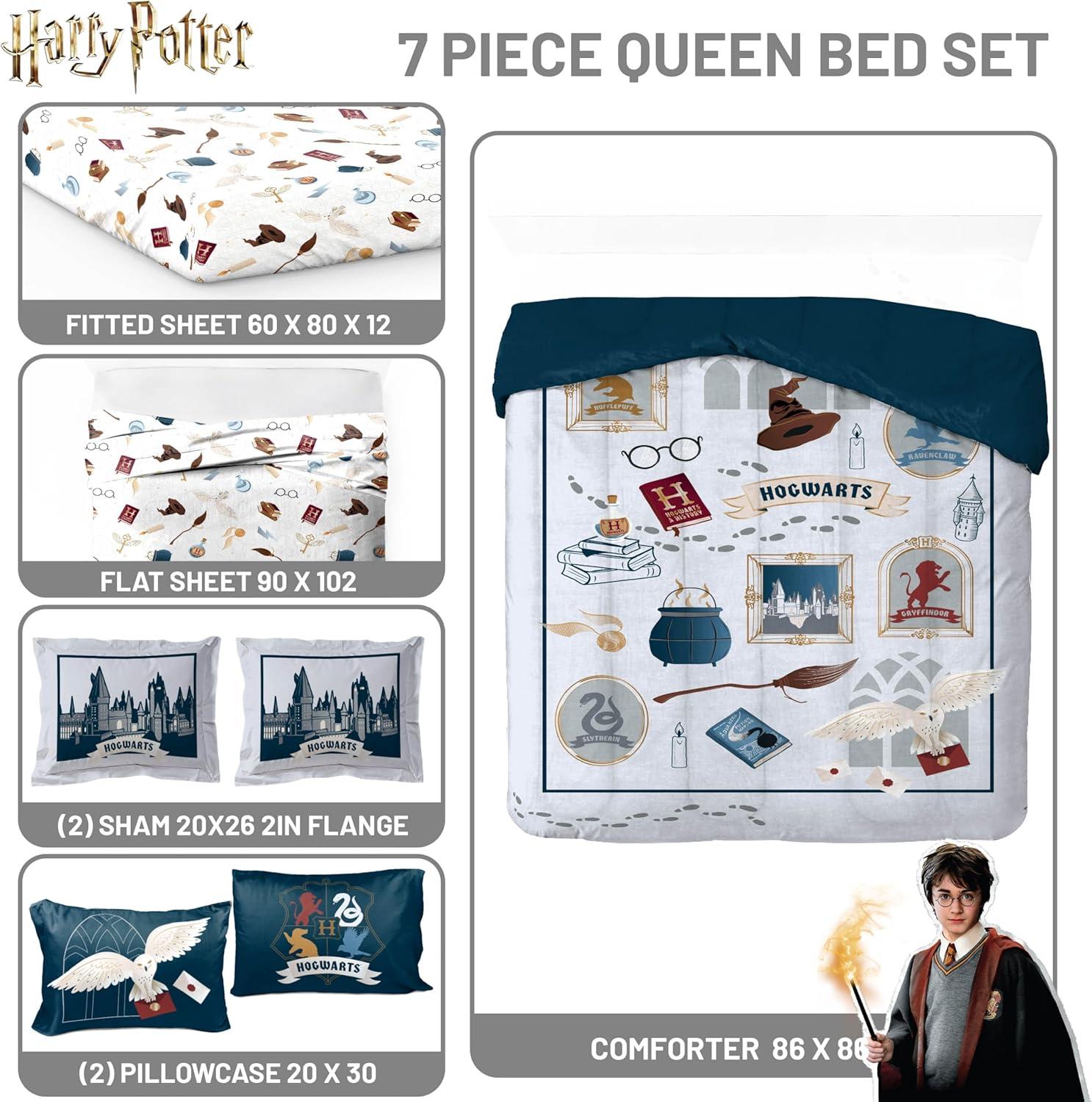 imageJay Franco Kids Comforter Set Includes Sheets and Pillow Covers Soft and Cozy Bed Set for Stylish Room Decor Beige Harry Potter 5 Piece Twin Size BeddingDark Grey Harry Potter