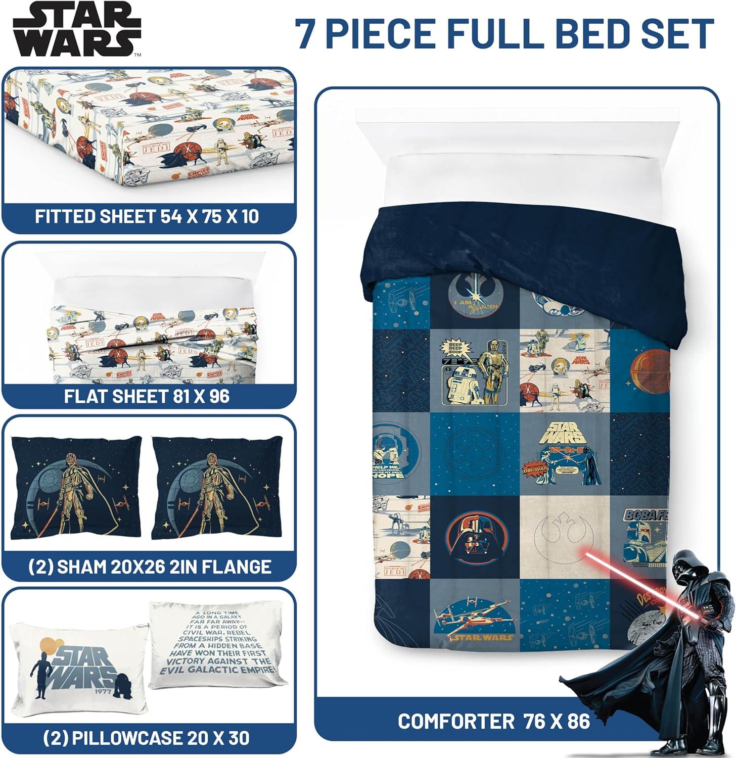 imageJay Franco Kids Comforter Set Includes Sheets and Pillow Covers Soft and Cozy Bed Set for Stylish Room Decor Beige Harry Potter 5 Piece Twin Size BeddingBlue Star Wars 01