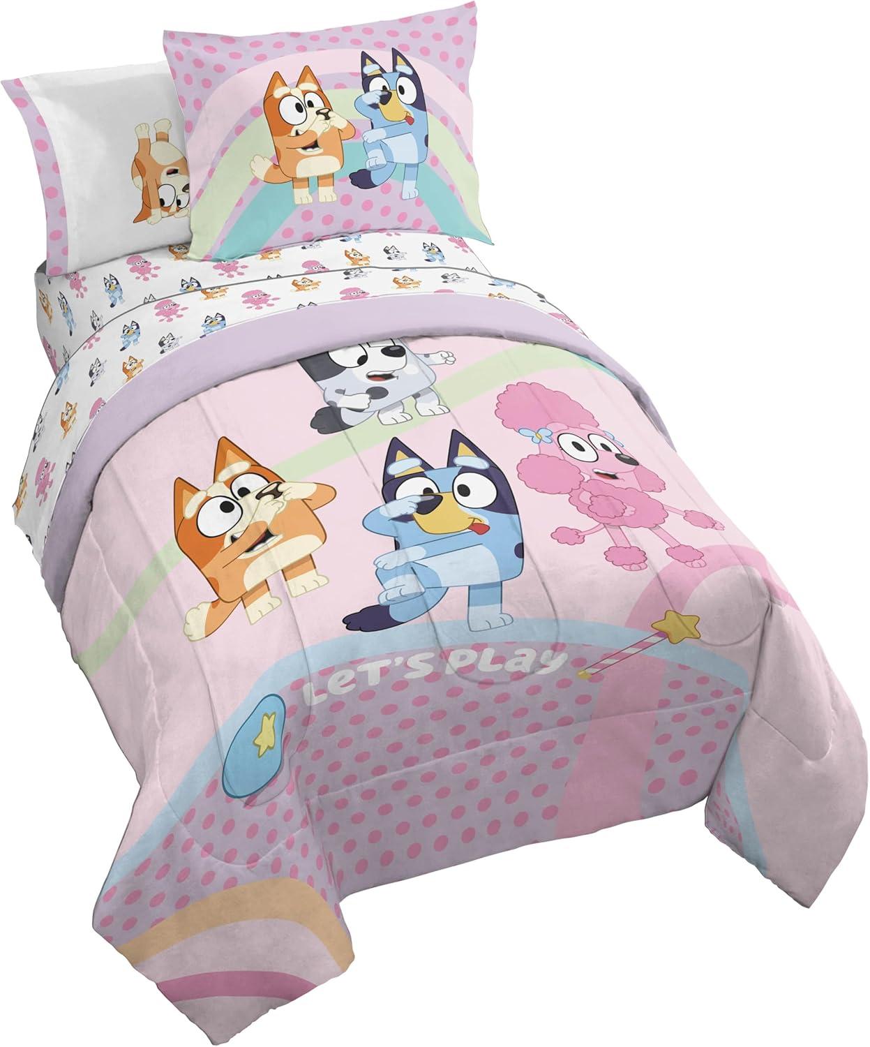 imageJay Franco Kids Comforter Set Includes Sheets and Pillow Covers Soft and Cozy Bed Set for Stylish Room Decor Beige Harry Potter 5 Piece Twin Size BeddingPink Bluey