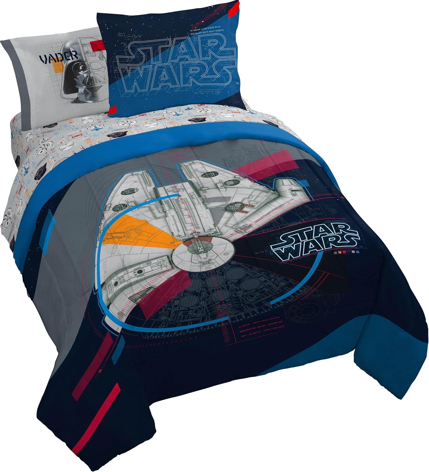 imageJay Franco Kids Comforter Set Includes Sheets and Pillow Covers Soft and Cozy Bed Set for Stylish Room Decor Beige Harry Potter 5 Piece Twin Size BeddingDark Blue Star Wars