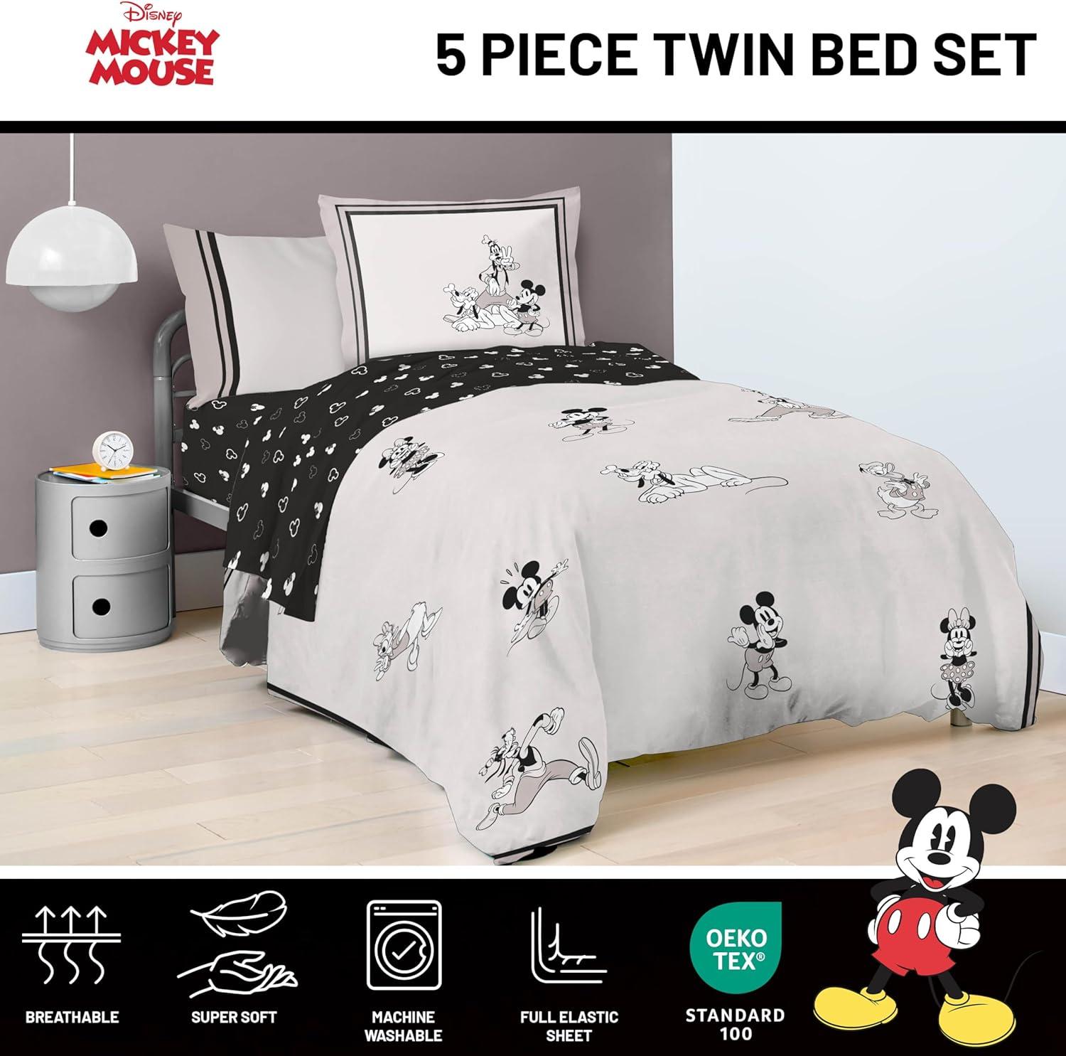imageJay Franco Kids Comforter Set Includes Sheets and Pillow Covers Soft and Cozy Bed Set for Stylish Room Decor Blue Bluey amp Bingo 5 Piece TwinBeige Mickey and Friends