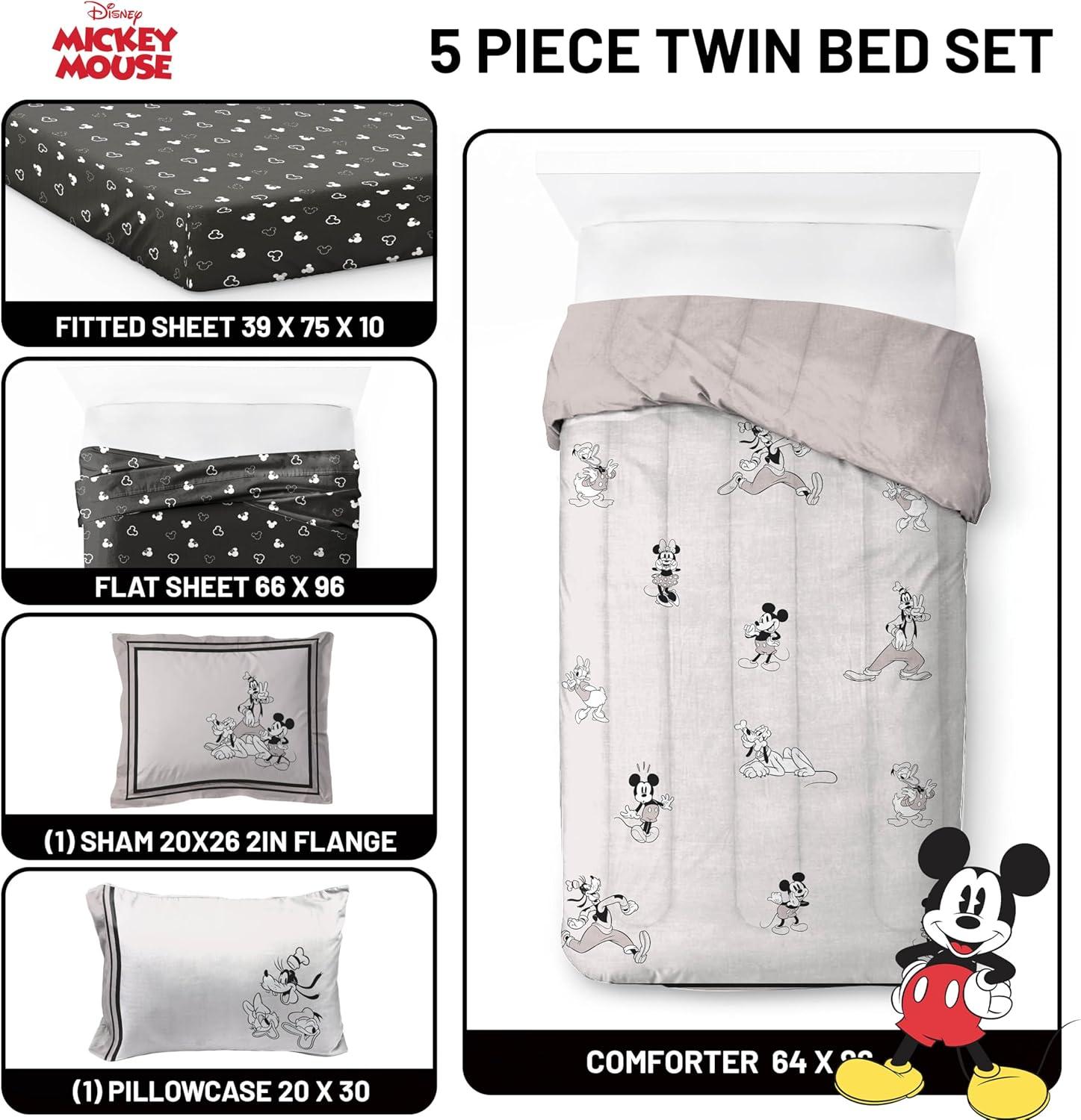 imageJay Franco Kids Comforter Set Includes Sheets and Pillow Covers Soft and Cozy Bed Set for Stylish Room Decor Blue Bluey amp Bingo 5 Piece TwinBeige Mickey and Friends