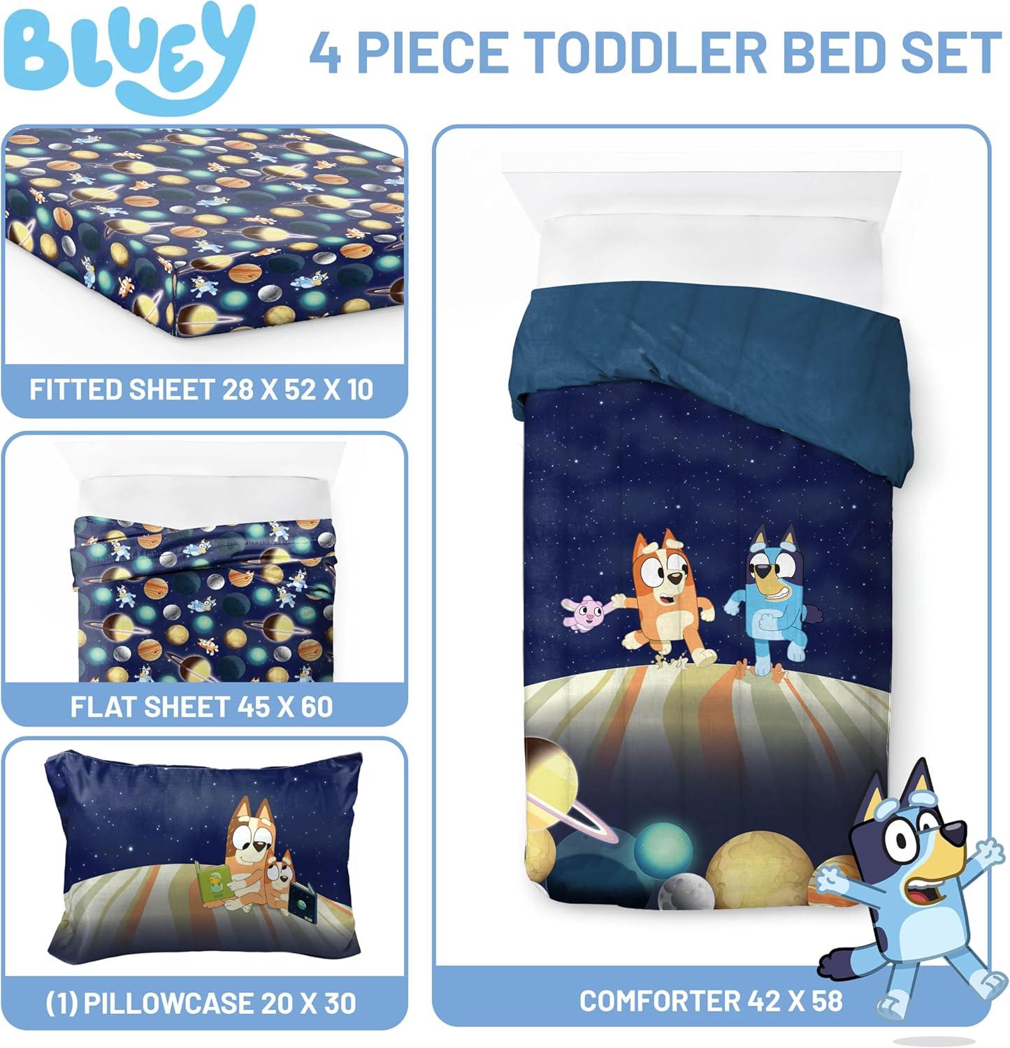 imageJay Franco Kids Comforter Set Includes Sheets and Pillow Covers Soft and Cozy Bed Set for Stylish Room Decor Blue Bluey amp Bingo 5 Piece TwinBlue Bluey Bingo