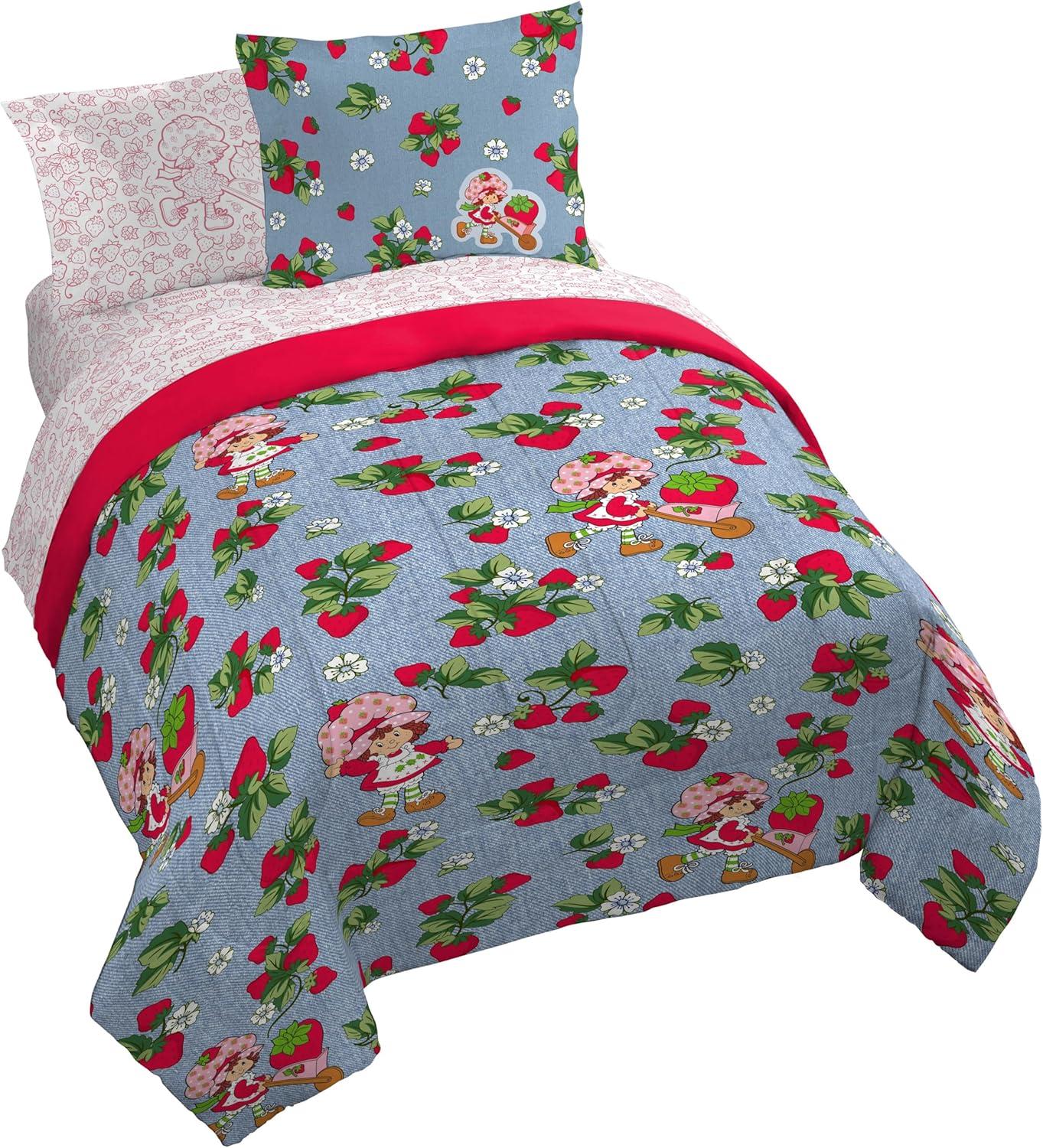 imageJay Franco Kids Comforter Set Includes Sheets and Pillow Covers Soft and Cozy Bed Set for Stylish Room Decor Blue Bluey amp Bingo 5 Piece TwinBlue Strawberry Shortcake