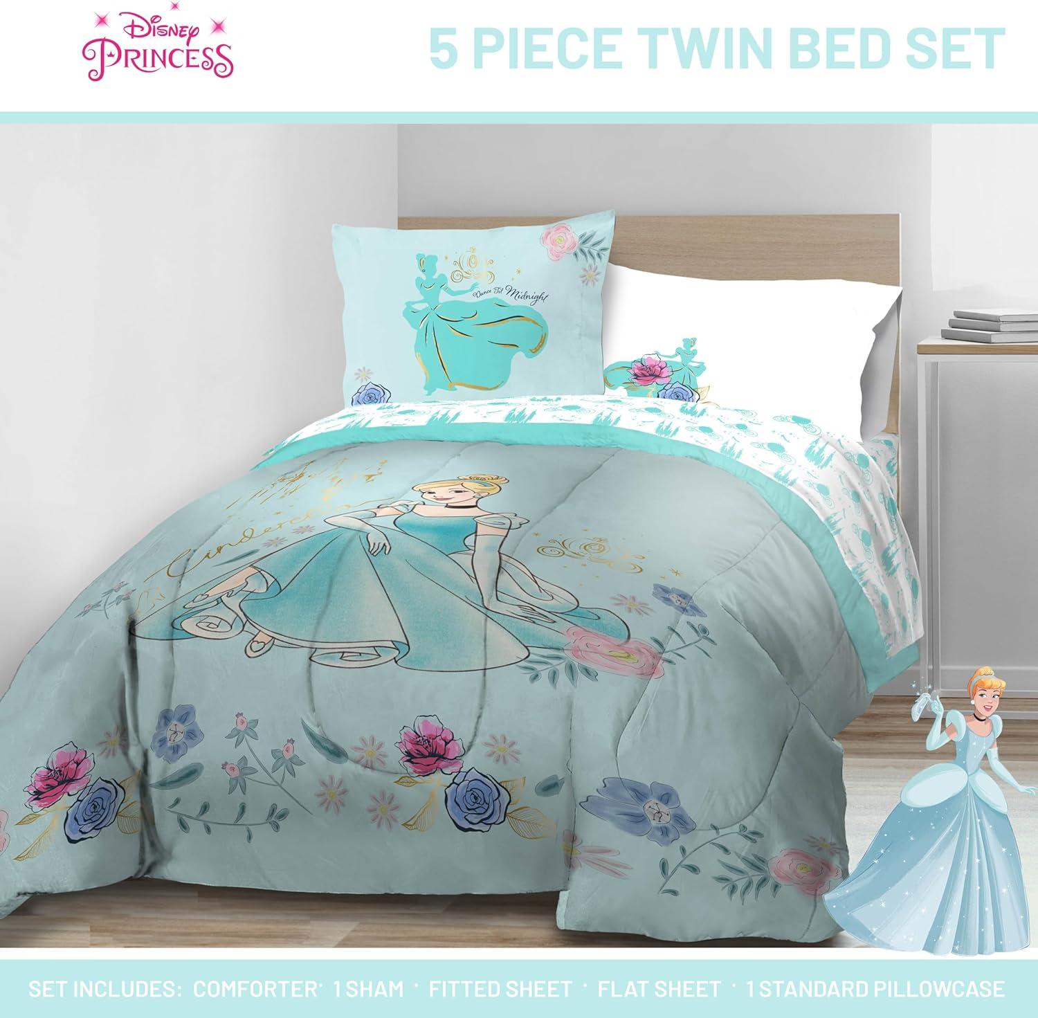 imageJay Franco Kids Comforter Set Includes Sheets and Pillow Covers Soft and Cozy Bed Set for Stylish Room Decor Blue Bluey amp Bingo 5 Piece TwinBlue Princess Cinderella