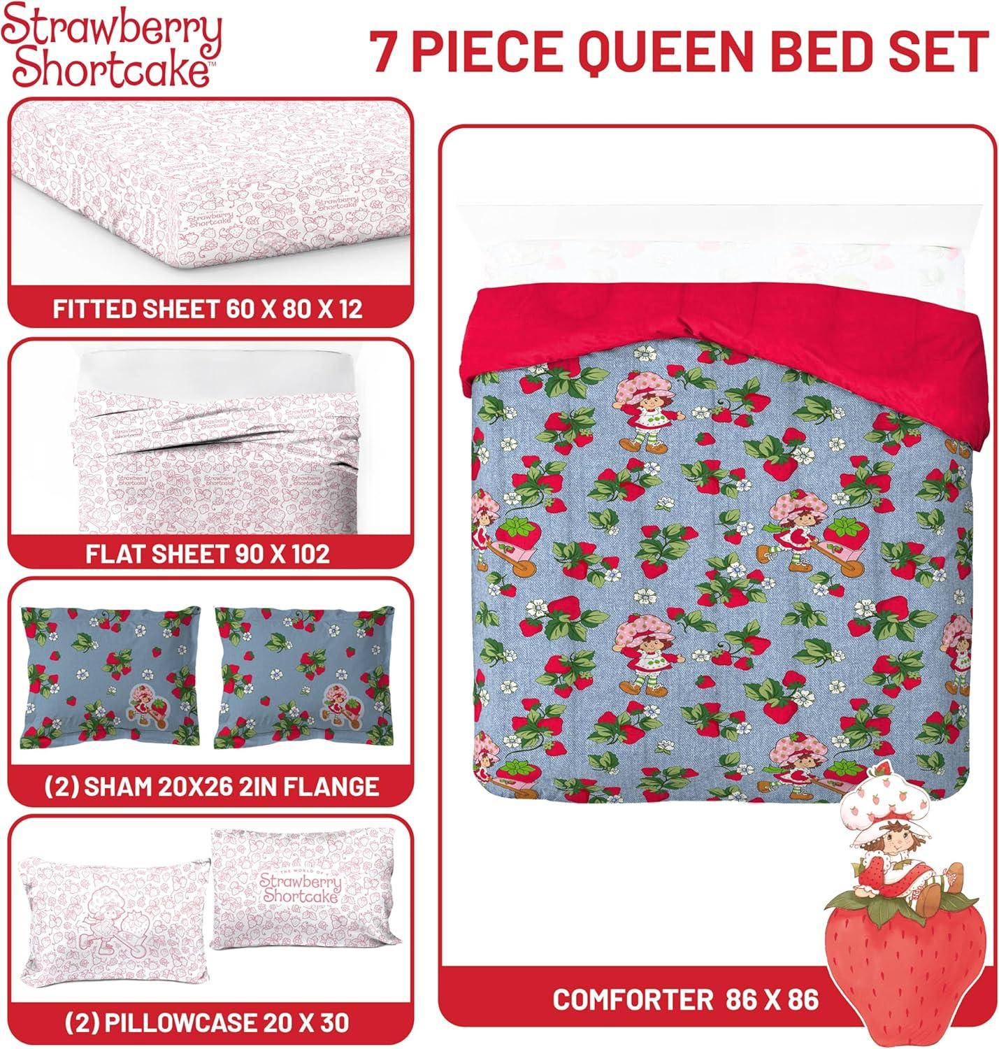 imageJay Franco Kids Comforter Set Includes Sheets and Pillow Covers Soft and Cozy Bed Set for Stylish Room Decor Blue Bluey amp Bingo 5 Piece TwinBlue Strawberry Shortcake
