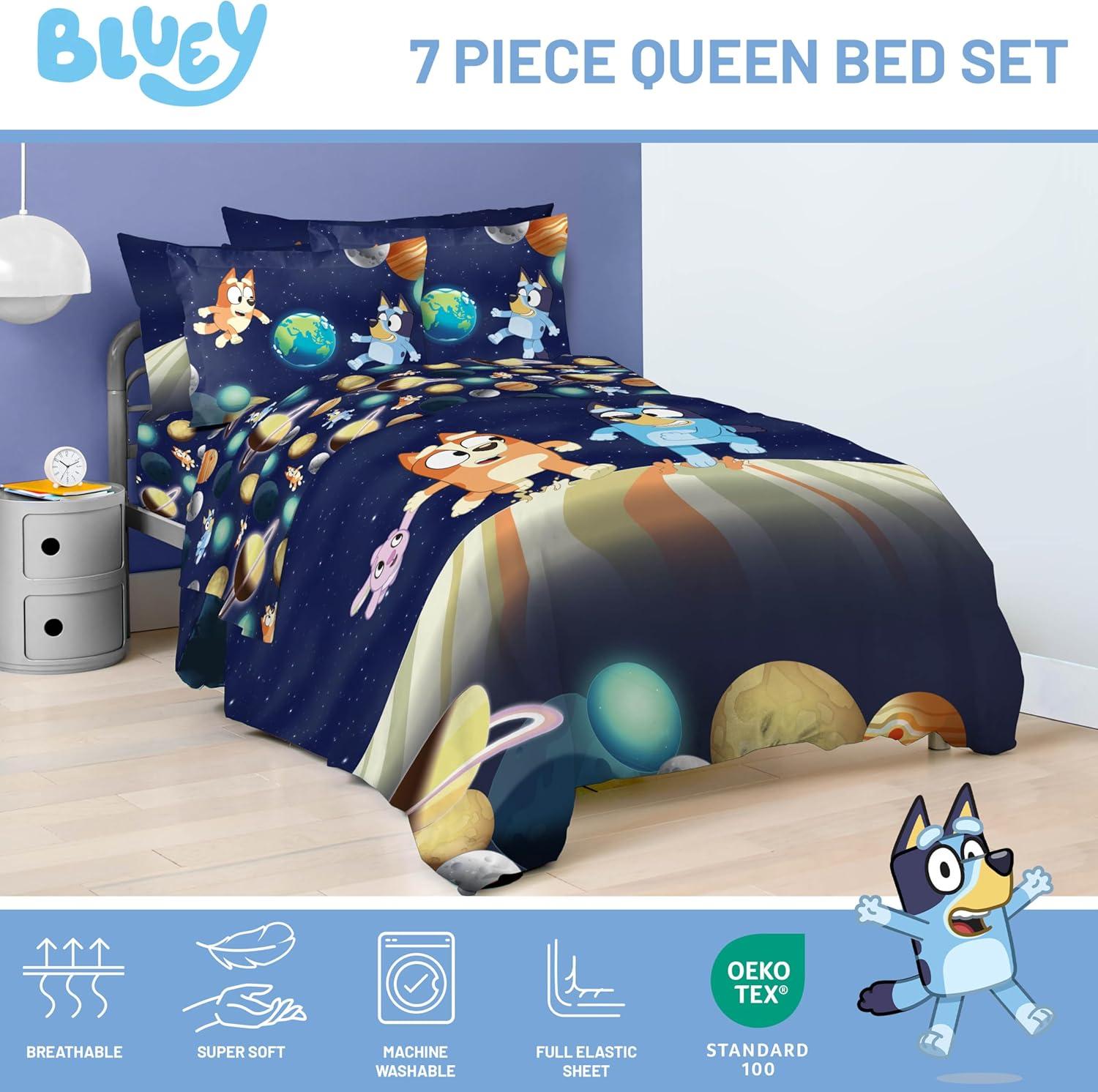 imageJay Franco Kids Comforter Set Includes Sheets and Pillow Covers Soft and Cozy Bed Set for Stylish Room Decor Blue Bluey amp Bingo 5 Piece TwinBlue Bluey Bingo