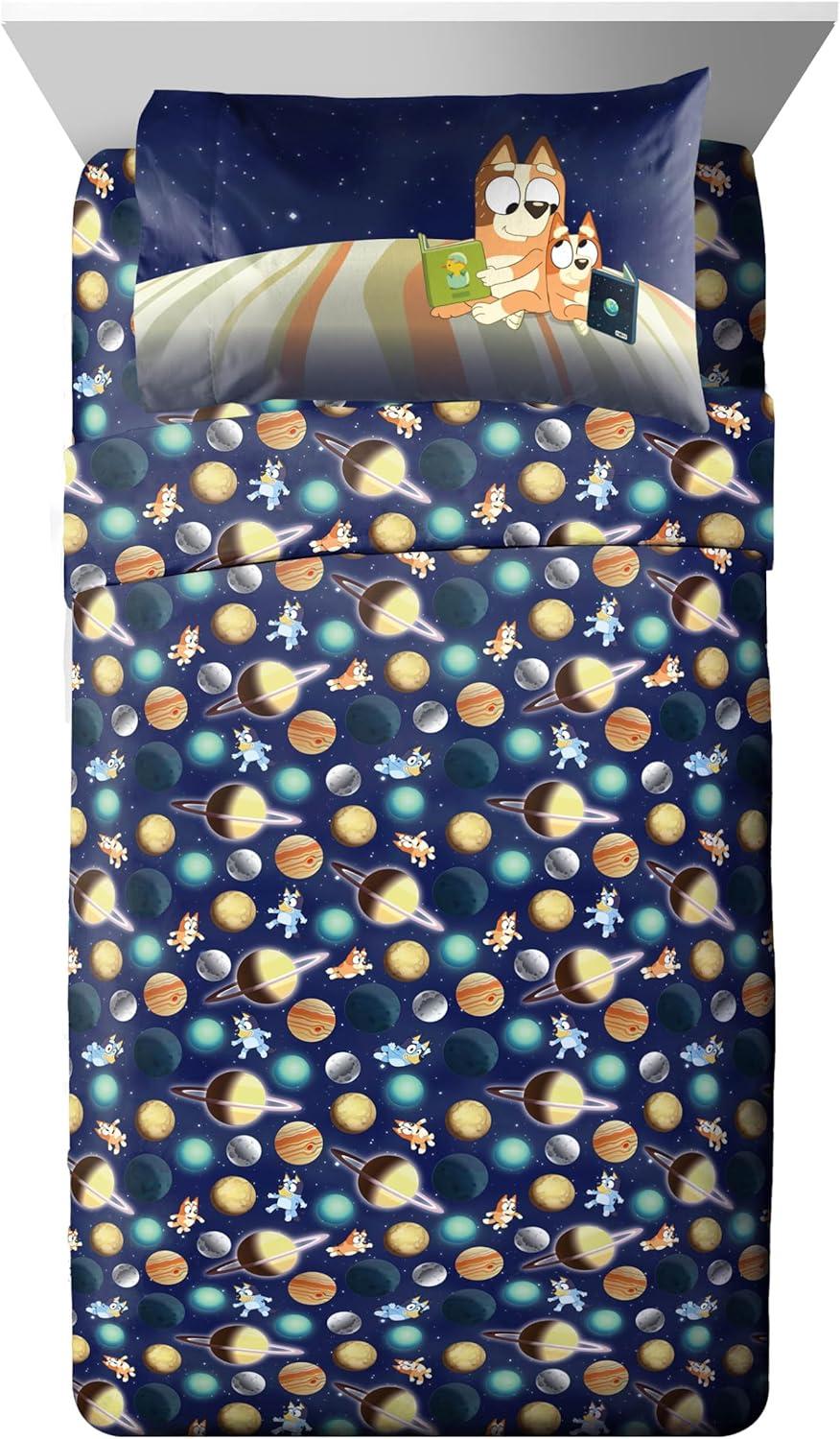 imageJay Franco Kids Comforter Set Includes Sheets and Pillow Covers Soft and Cozy Bed Set for Stylish Room Decor Blue Bluey amp Bingo 5 Piece TwinBlue Bluey Bingo