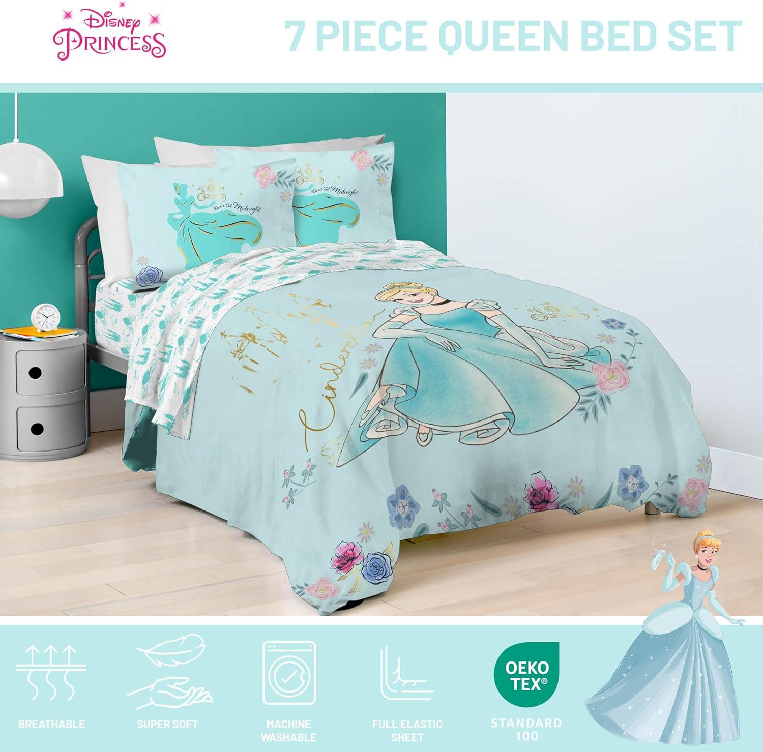imageJay Franco Kids Comforter Set Includes Sheets and Pillow Covers Soft and Cozy Bed Set for Stylish Room Decor Blue Bluey amp Bingo 5 Piece TwinBlue Princess Cinderella