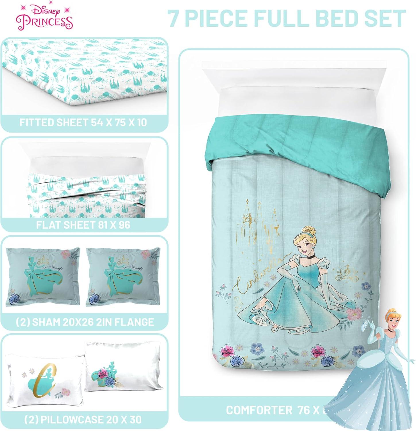 imageJay Franco Kids Comforter Set Includes Sheets and Pillow Covers Soft and Cozy Bed Set for Stylish Room Decor Blue Bluey amp Bingo 5 Piece TwinBlue Princess Cinderella